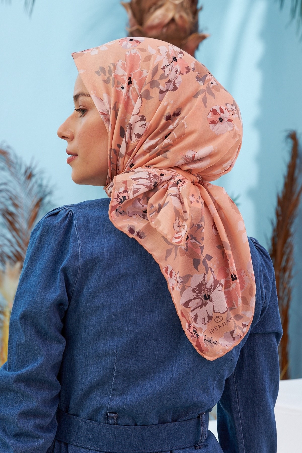 Çiçek Bahçesi Somon Pamuk Viskon Eşarp