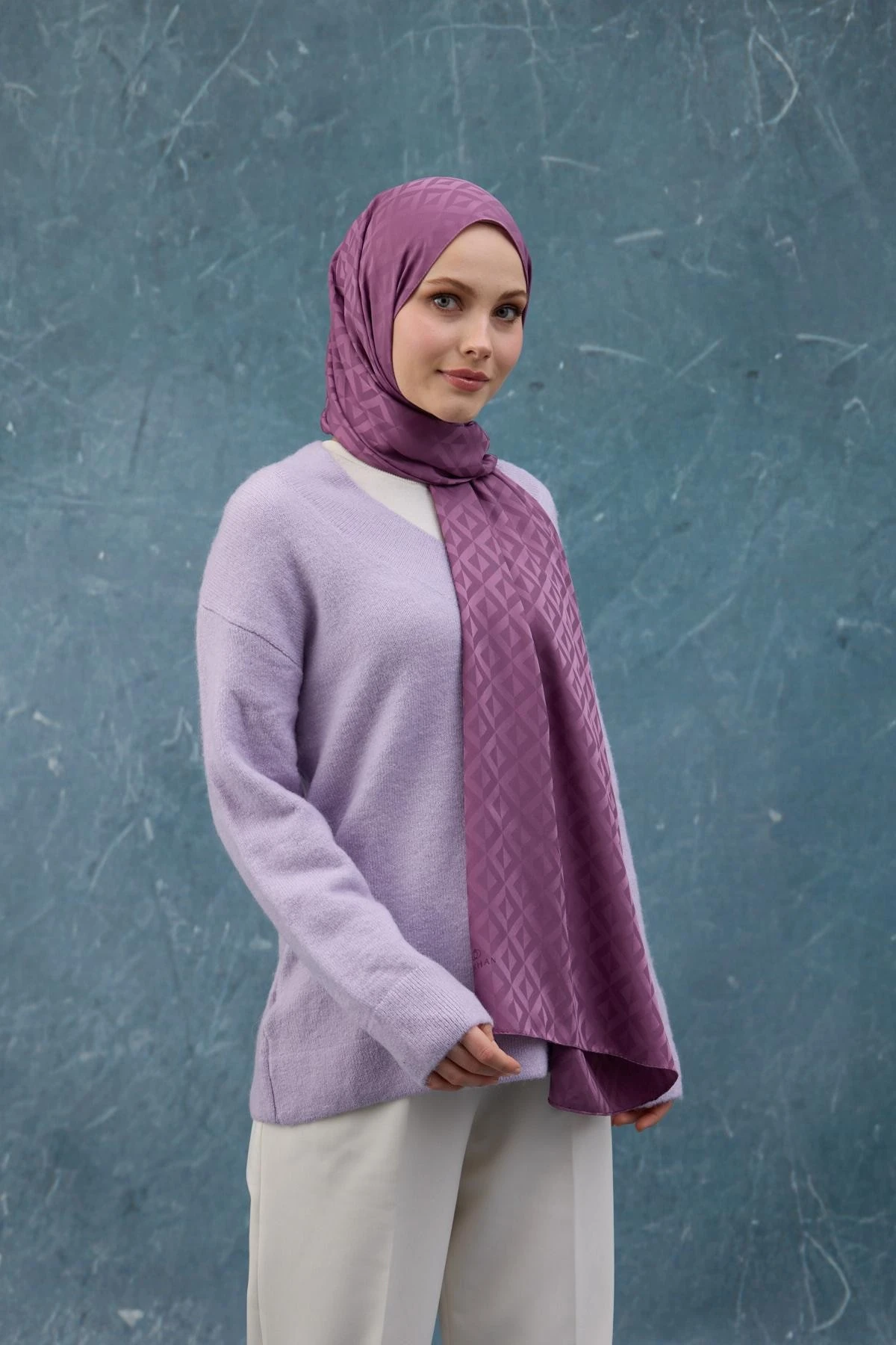 Fall Winter İpeksi Jakar Şal Leylak 9019-19