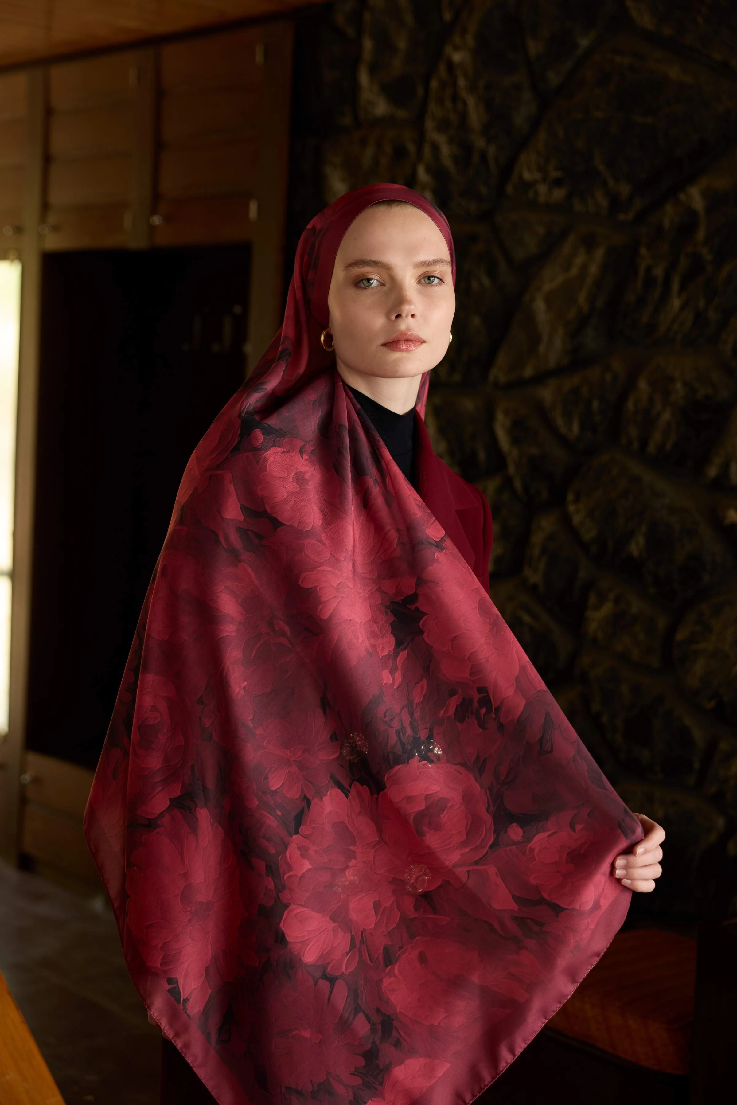 Winter Bloom Soft Şal 3069-10099 - Bordo