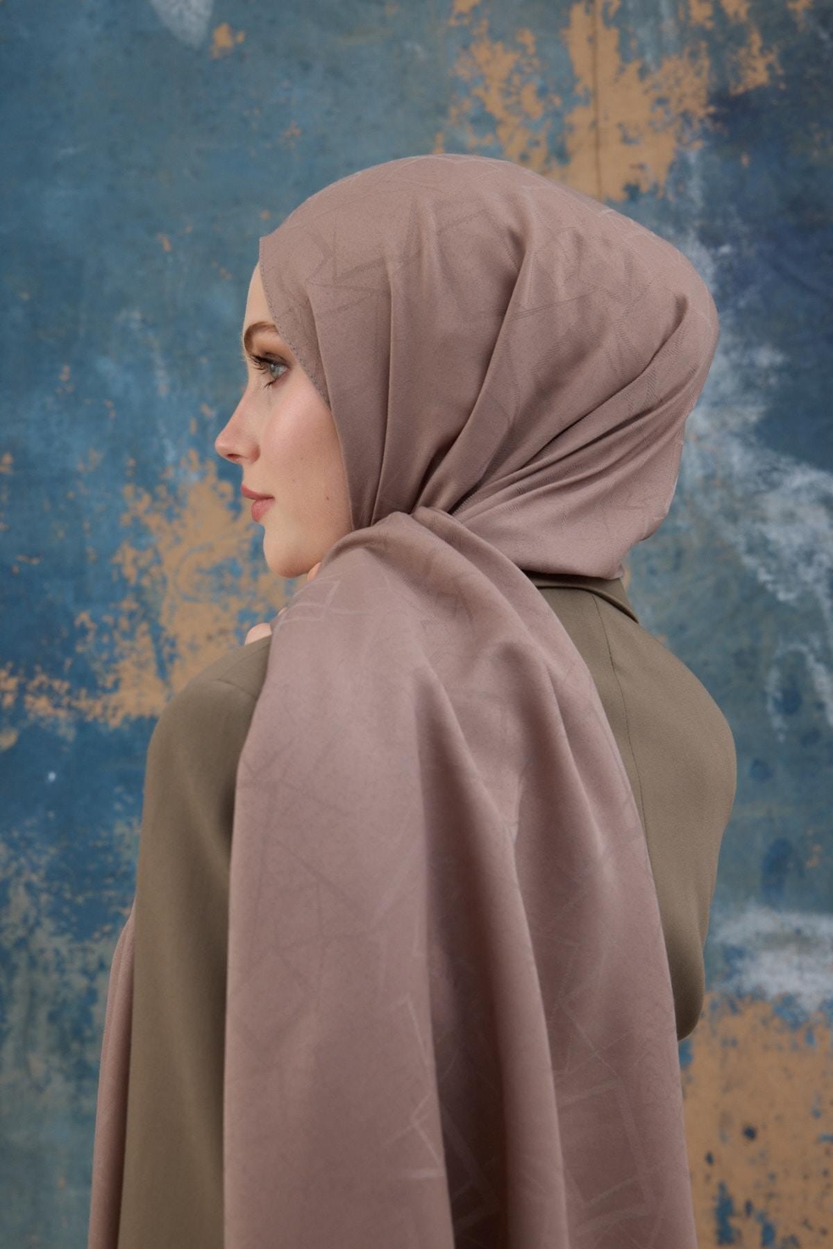 Kare Desen Pamuk Jakar Şal Sütlü Kahve 8012-20