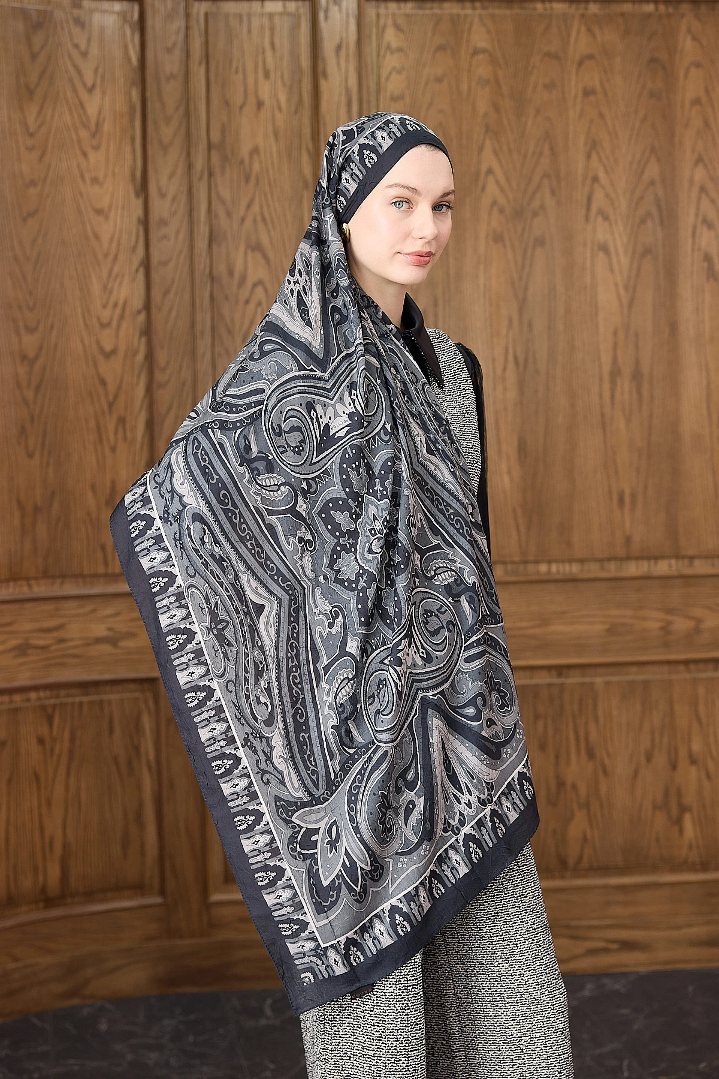 Bambu Kraş Şal 7002 - Siyah Beyaz