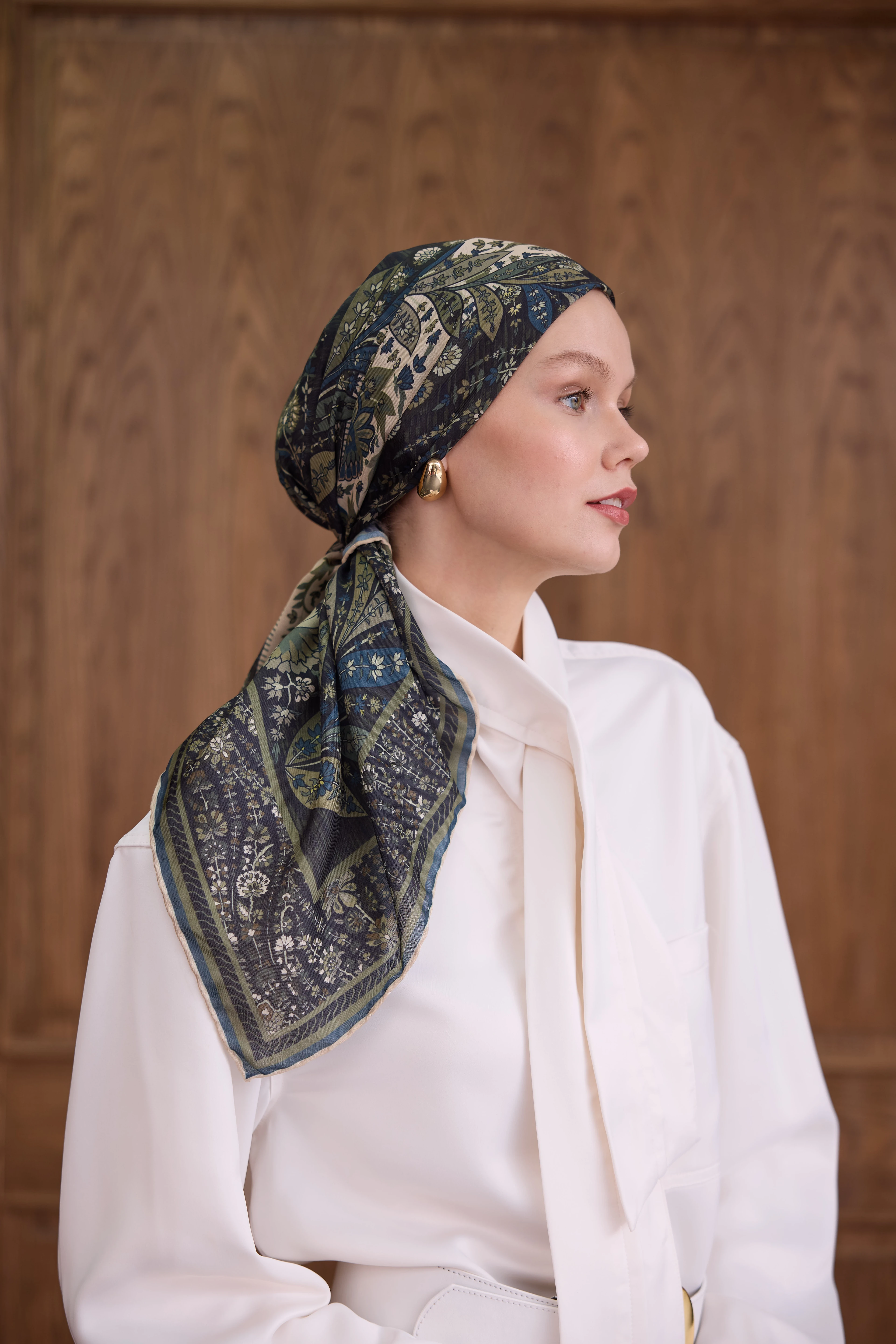 Winter Bloom Soft Eşarp 1242 - Haki Yeşil