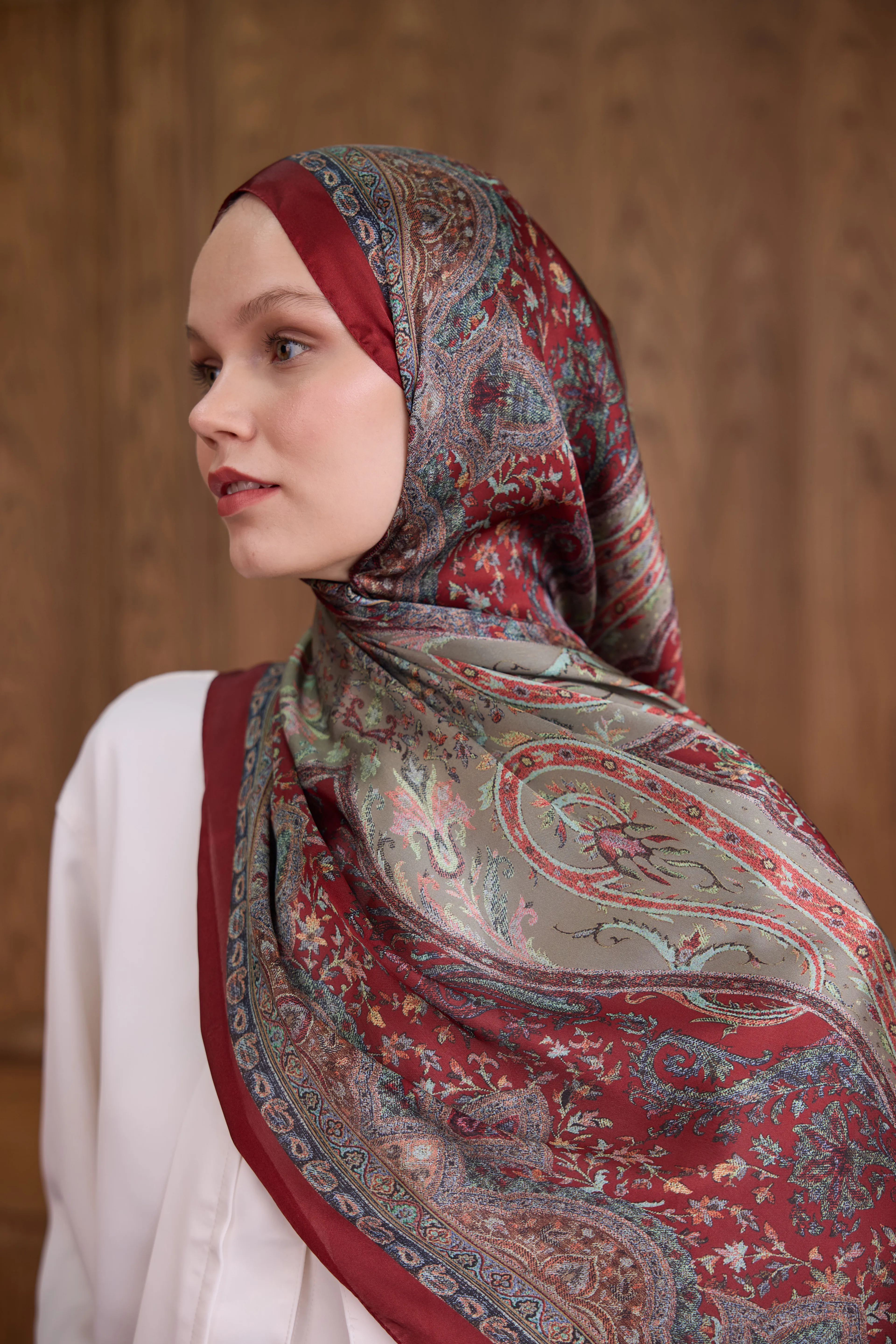 Bordo Hint Vual Şal - 5002-02