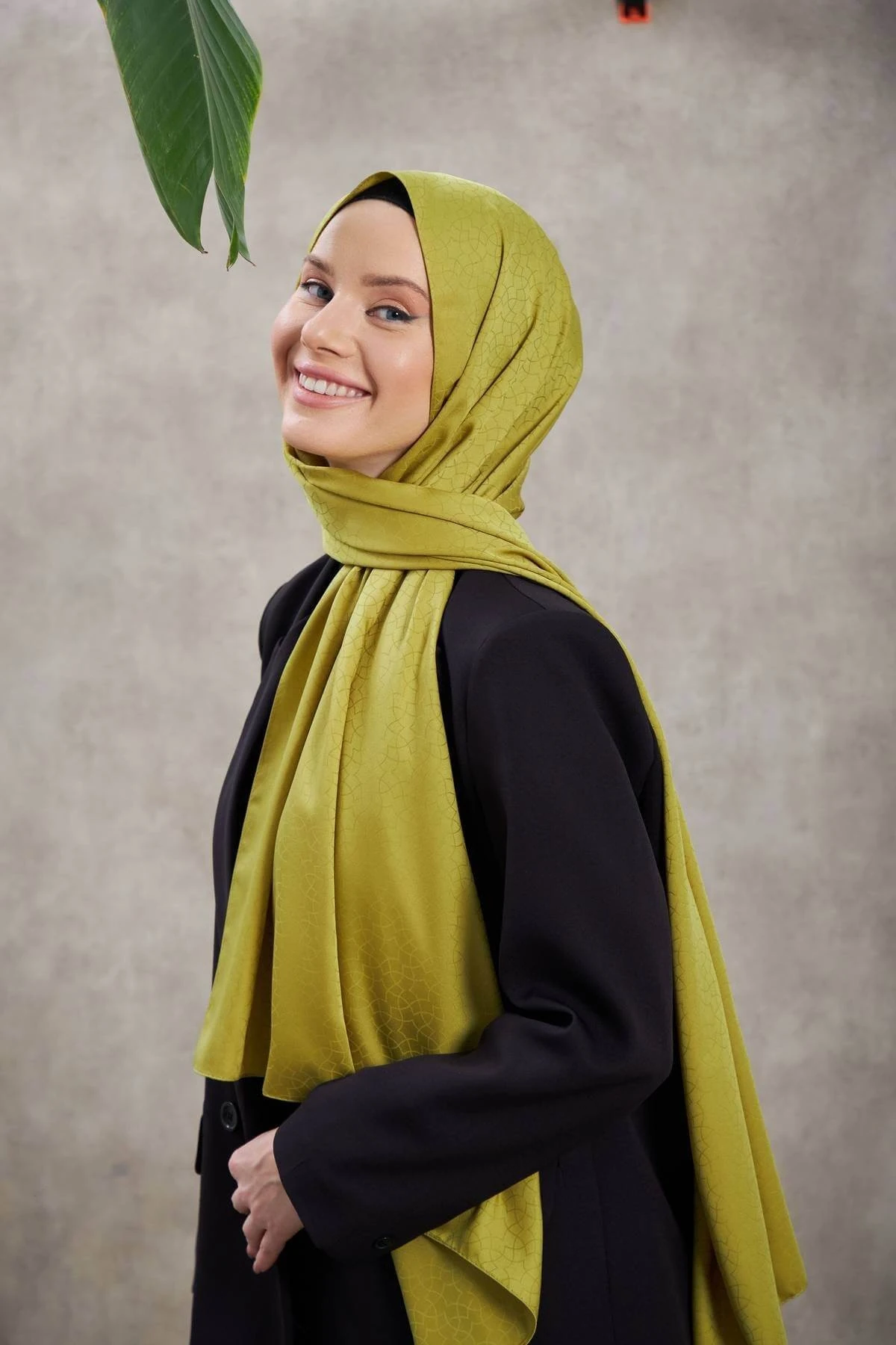 Alesa Desen İpeksi Jakar Şal Yağ Yeşili 9003-05