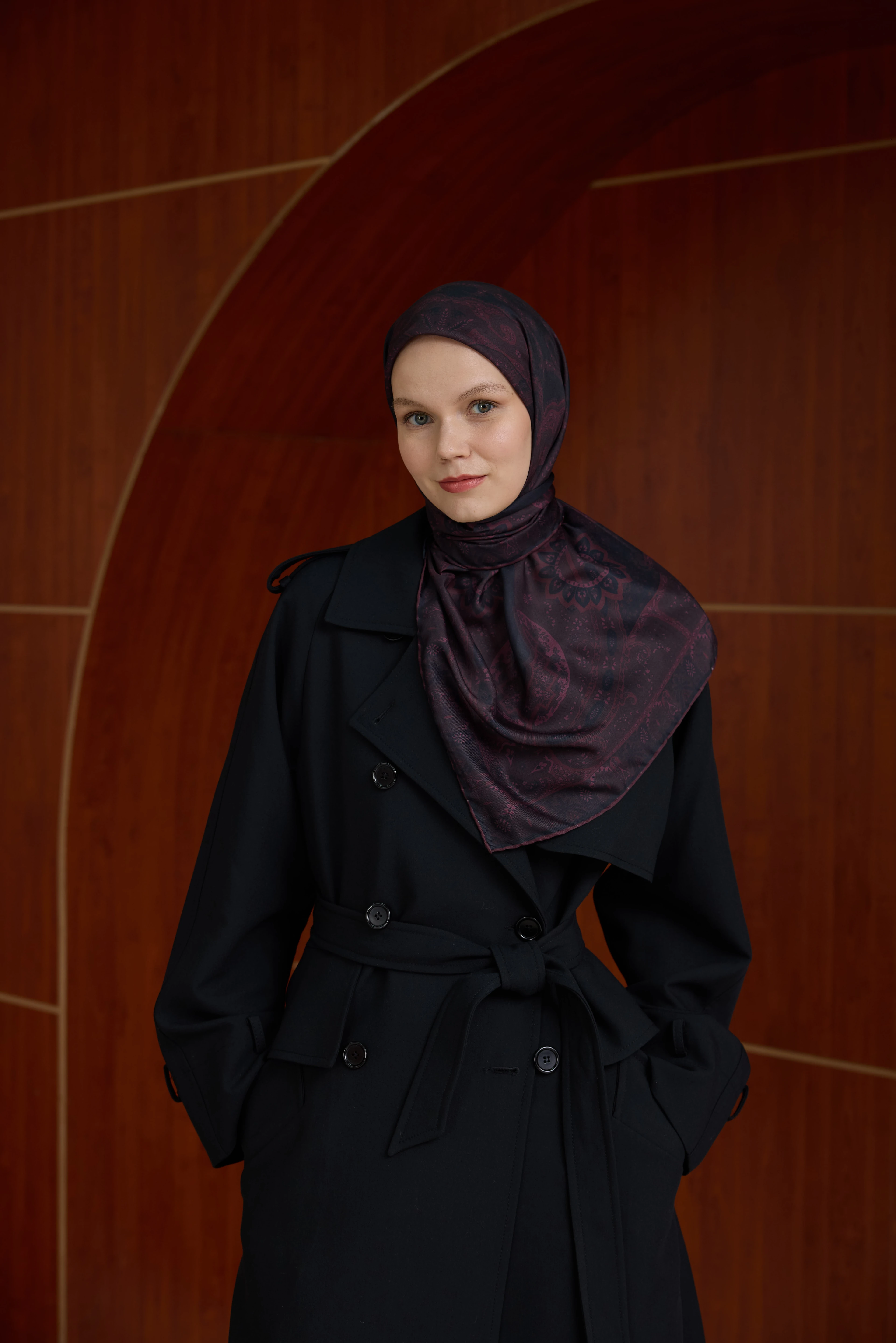 Winter Bloom Soft Eşarp 1243 - Bordo Siyah