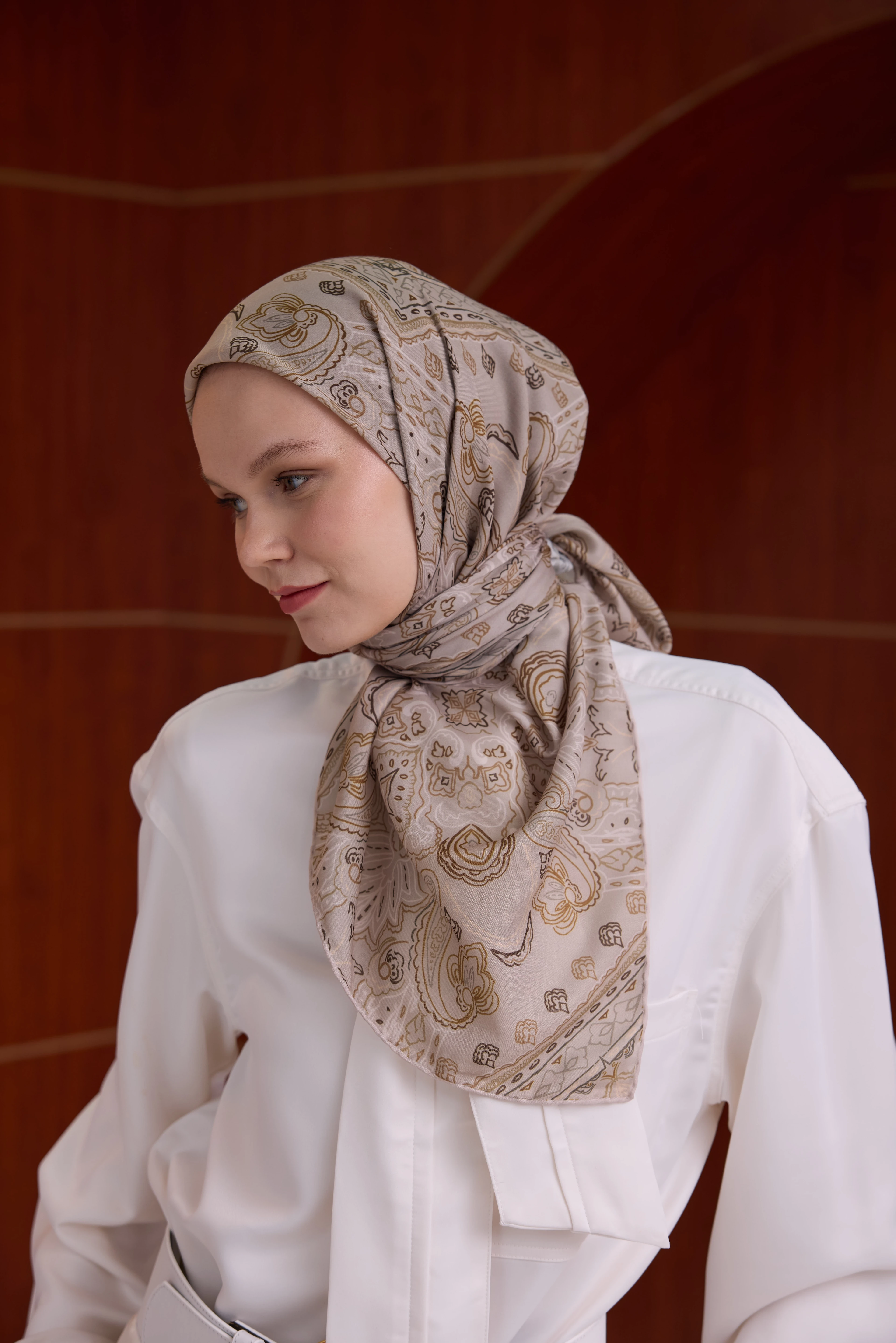 Winter Bloom Soft Eşarp 1243 - Sütlü Kahve