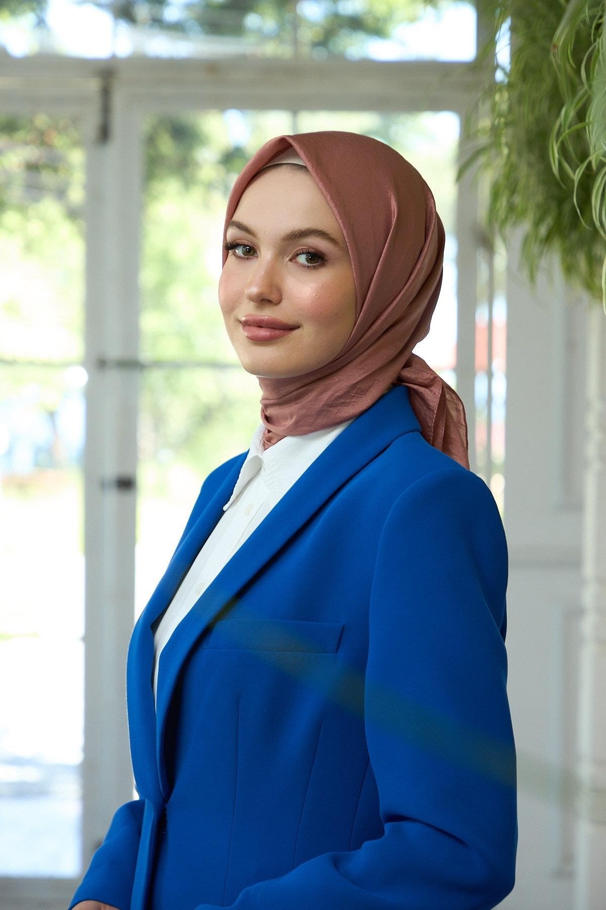 Düz Desen Vual Eşarp Açık Kahve Vual İpek Eşarp - 10100-10