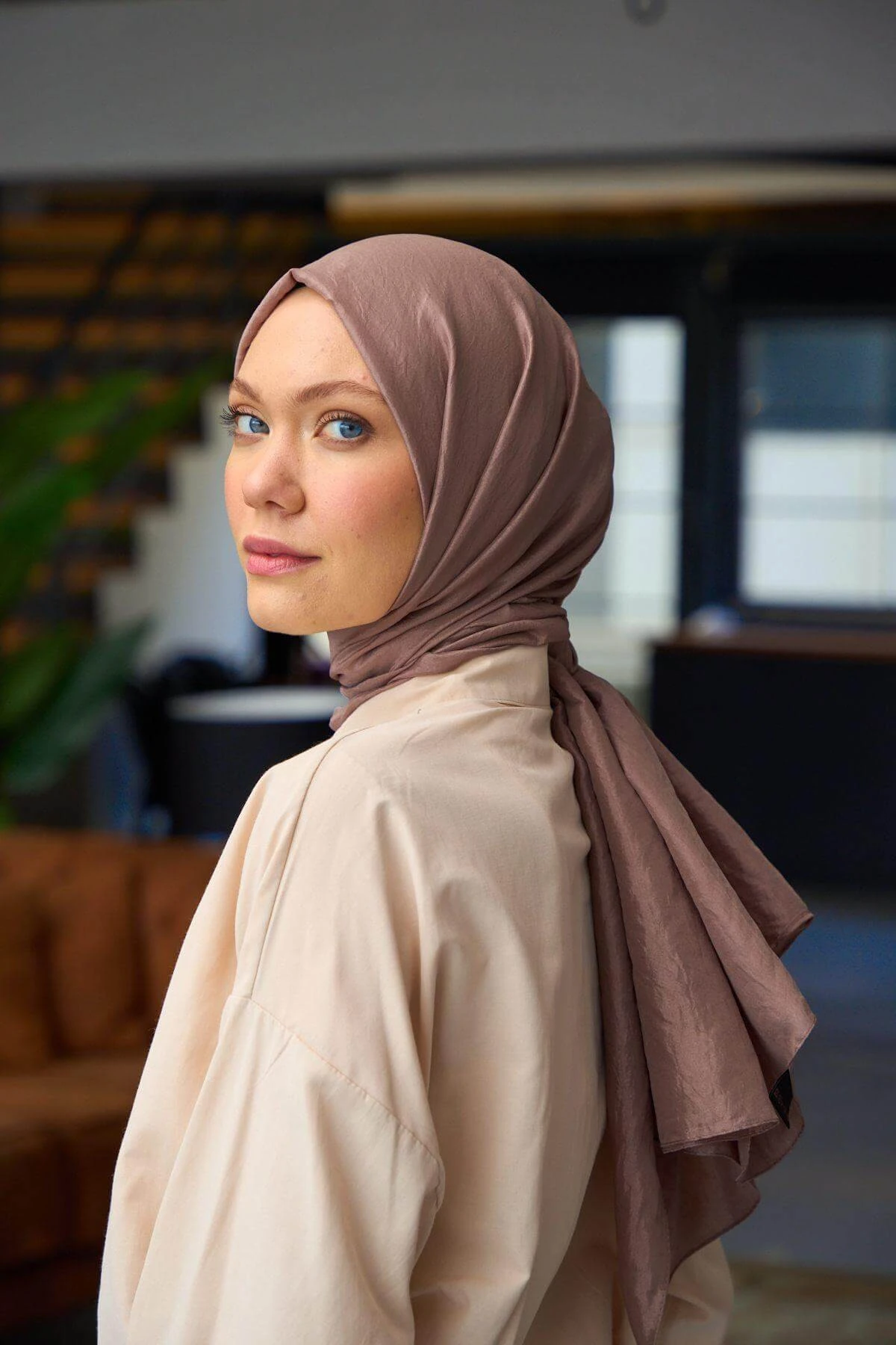 Düz Desen Vual Şal Mercan Pembe Vual İpek Şal - 9800-26