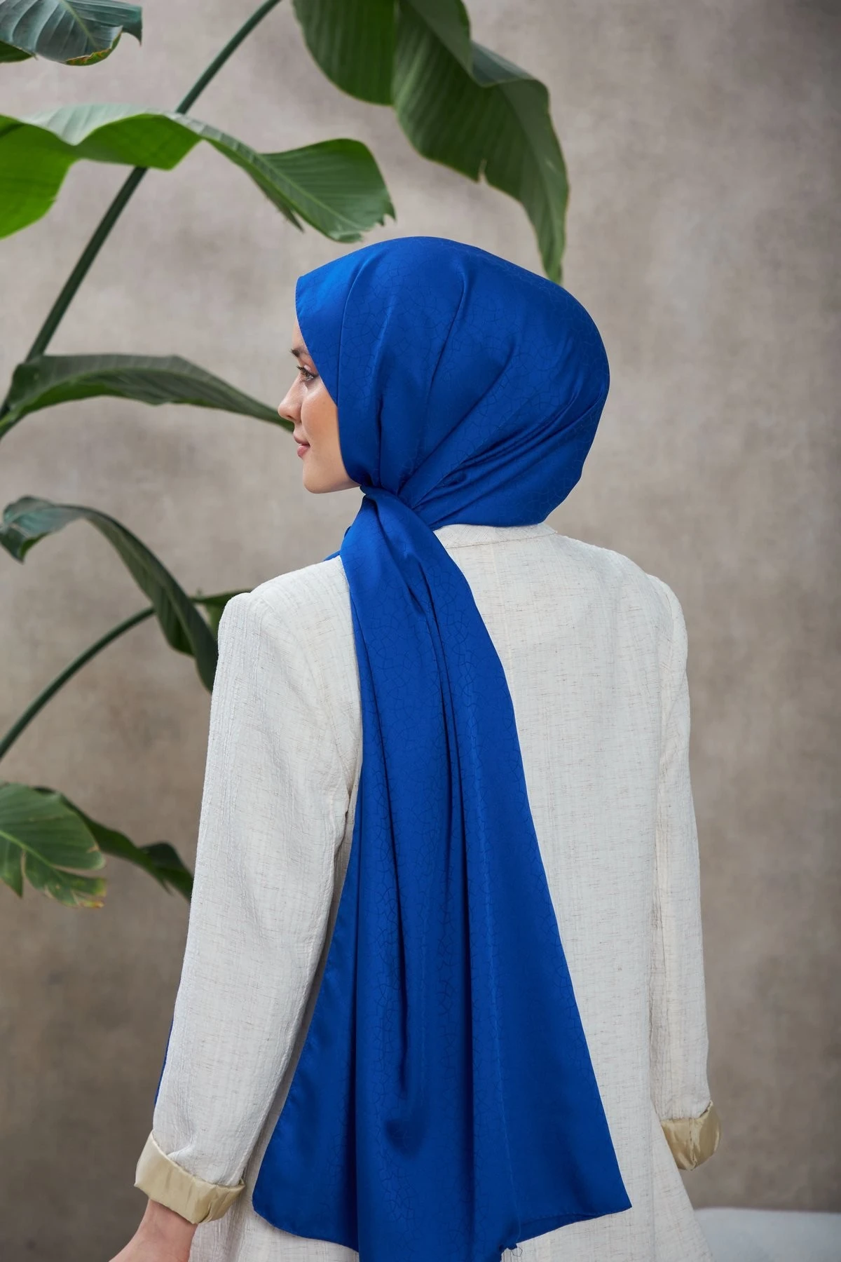 Alesa Desen İpeksi Jakar Şal Lacivert 9003-14