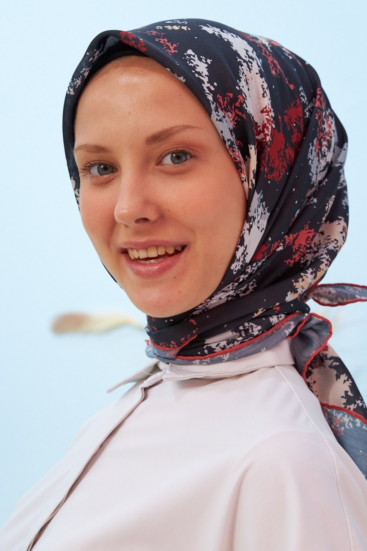 Ebru Siyah Pamuk Viskon Eşarp