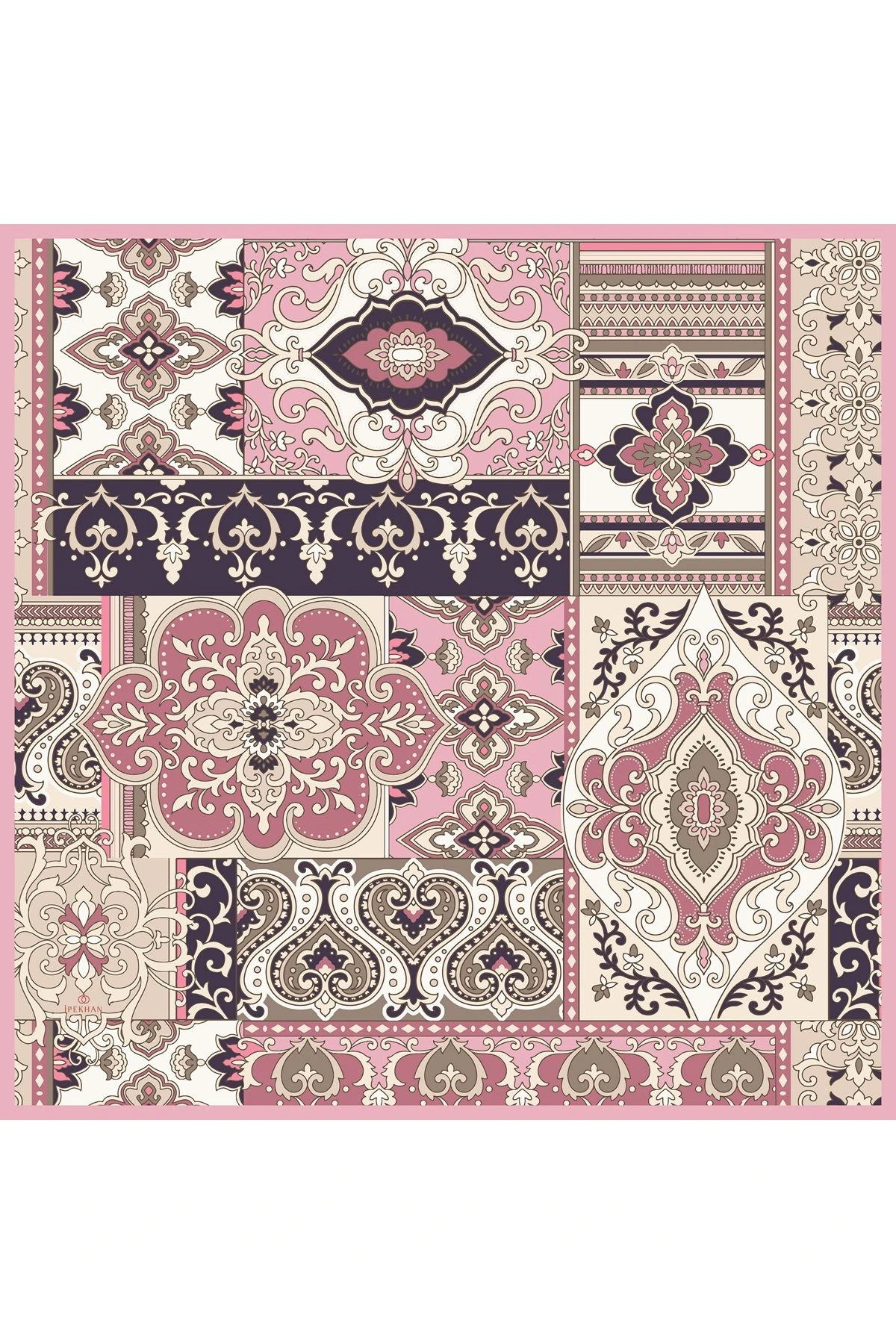 Mozaik Pembe Pamuk Viskon Eşarp