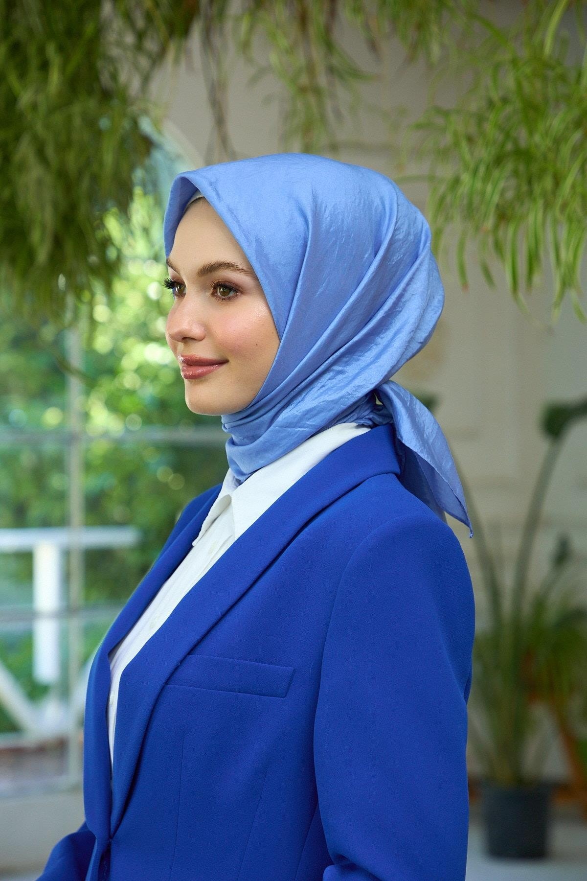 Düz Desen Vual Eşarp Bebe Mavi Vual İpek Eşarp - 10100-15