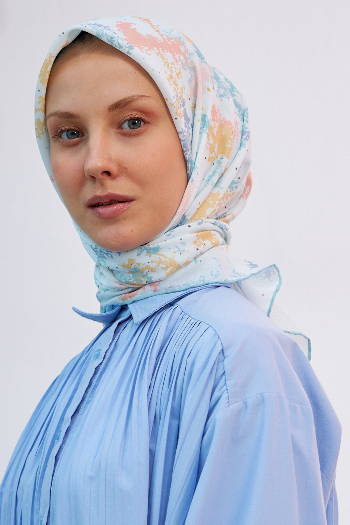 Ebru Su Yeşili Pamuk Viskon Eşarp