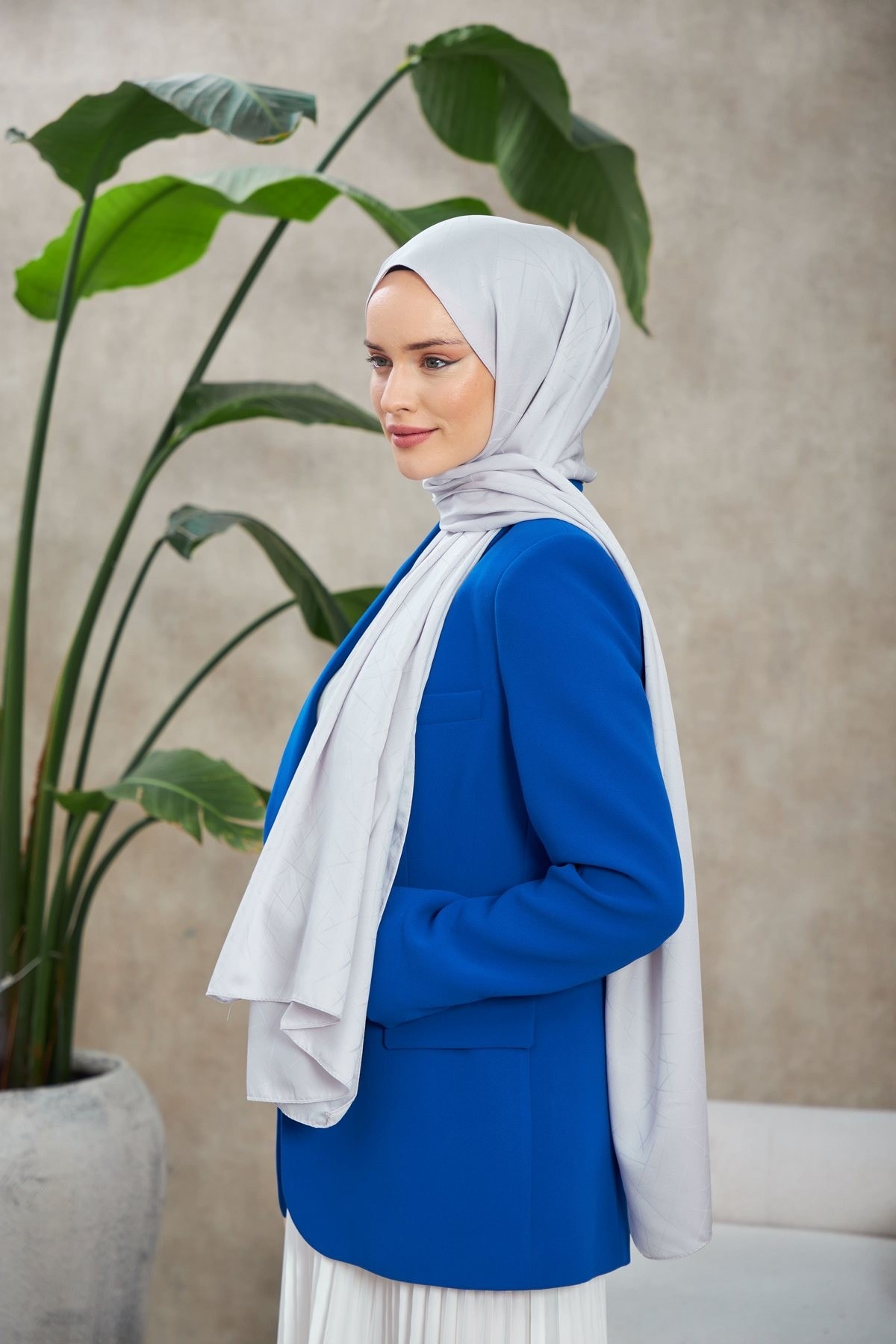 Line Leola Desen İpeksi Jakar Şal Gri 9009-07