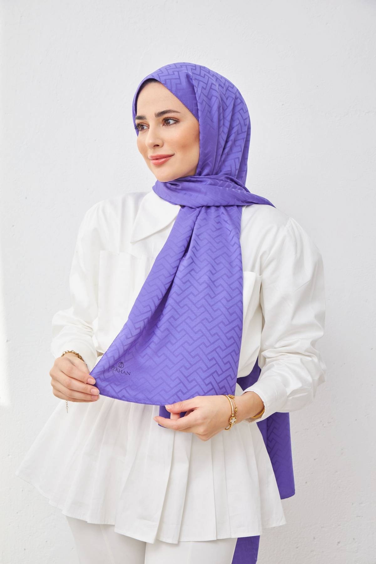 Lego Desen İpeksi Jakar Şal Mor 9004-06