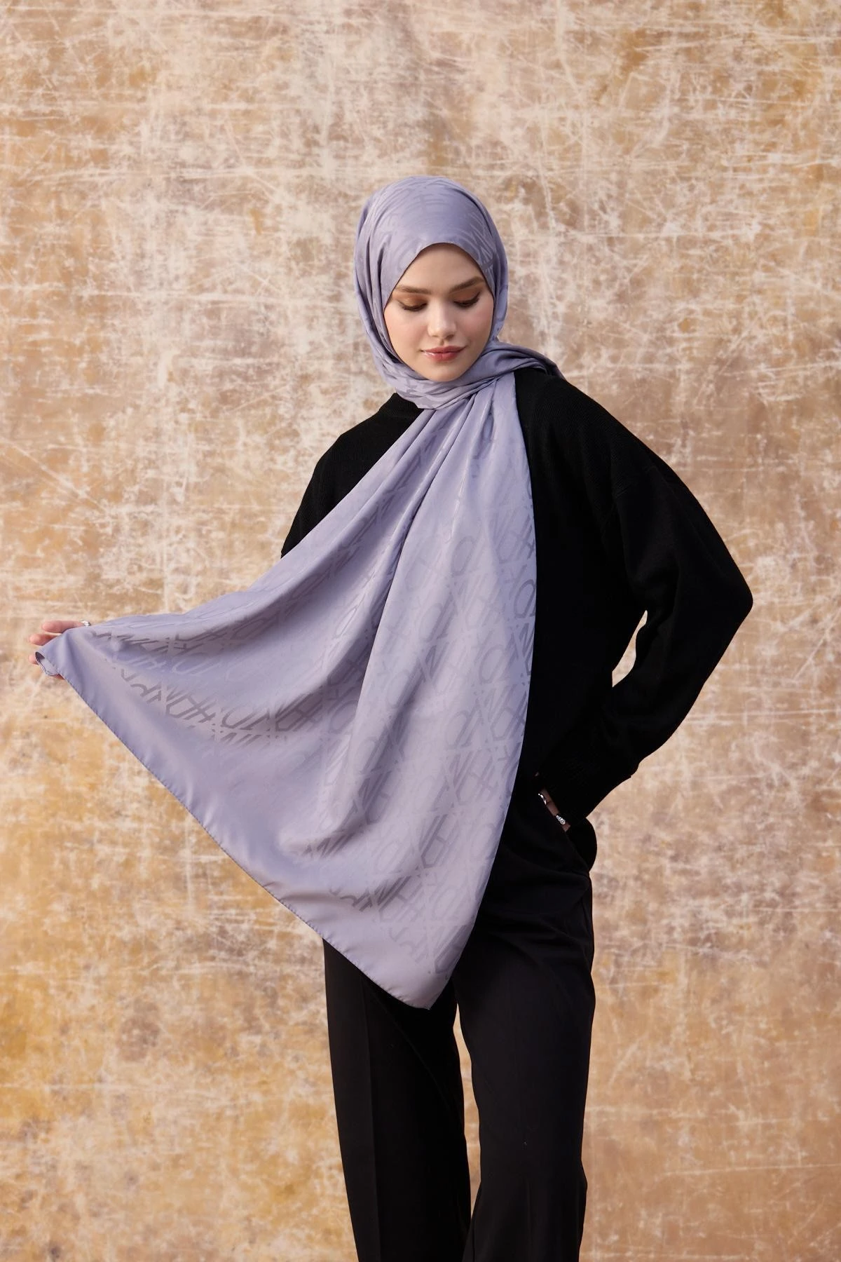 Fall Winter İpeksi Jakar Şal Lila 9020-01