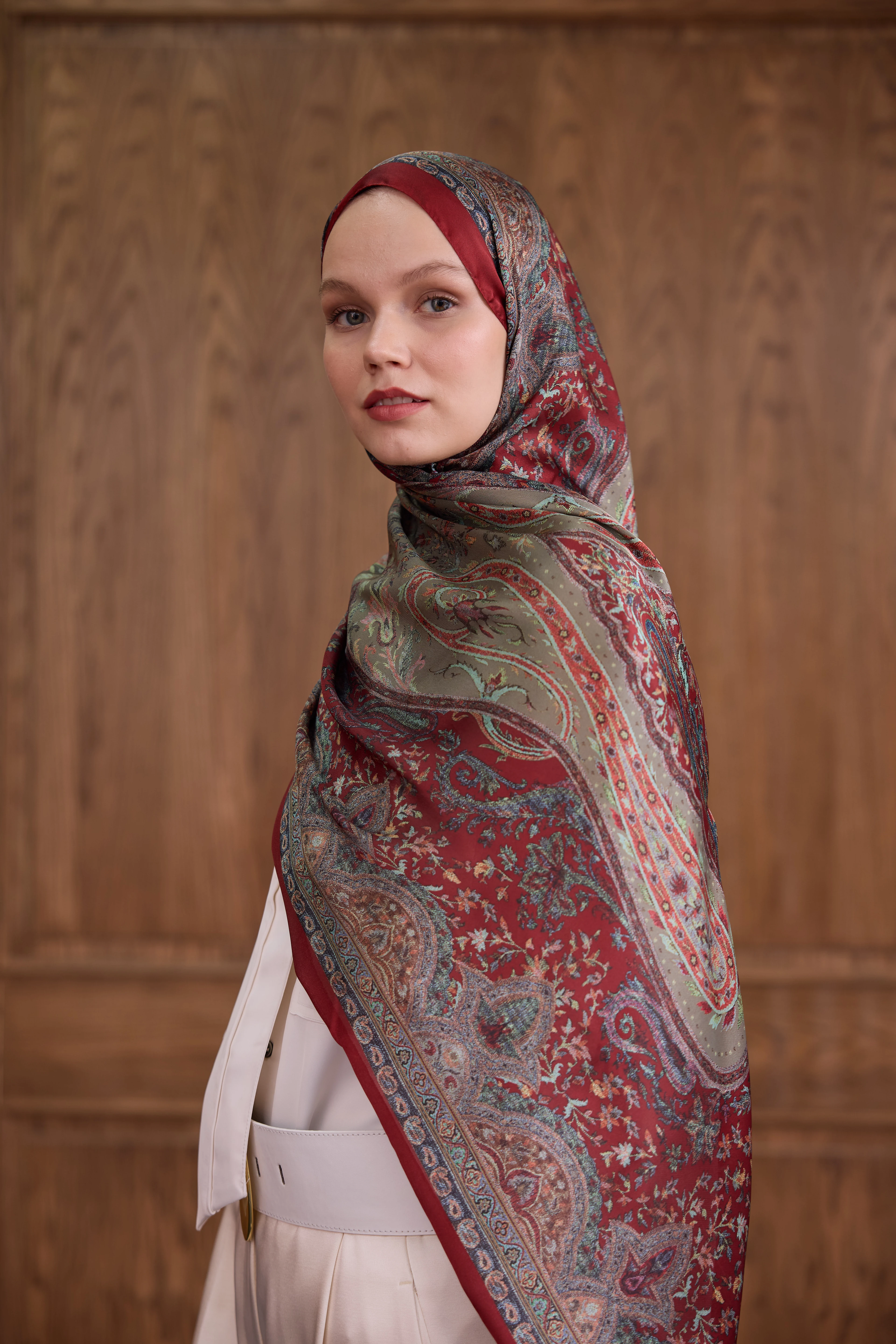 Bordo Hint Vual Şal - 5002-02