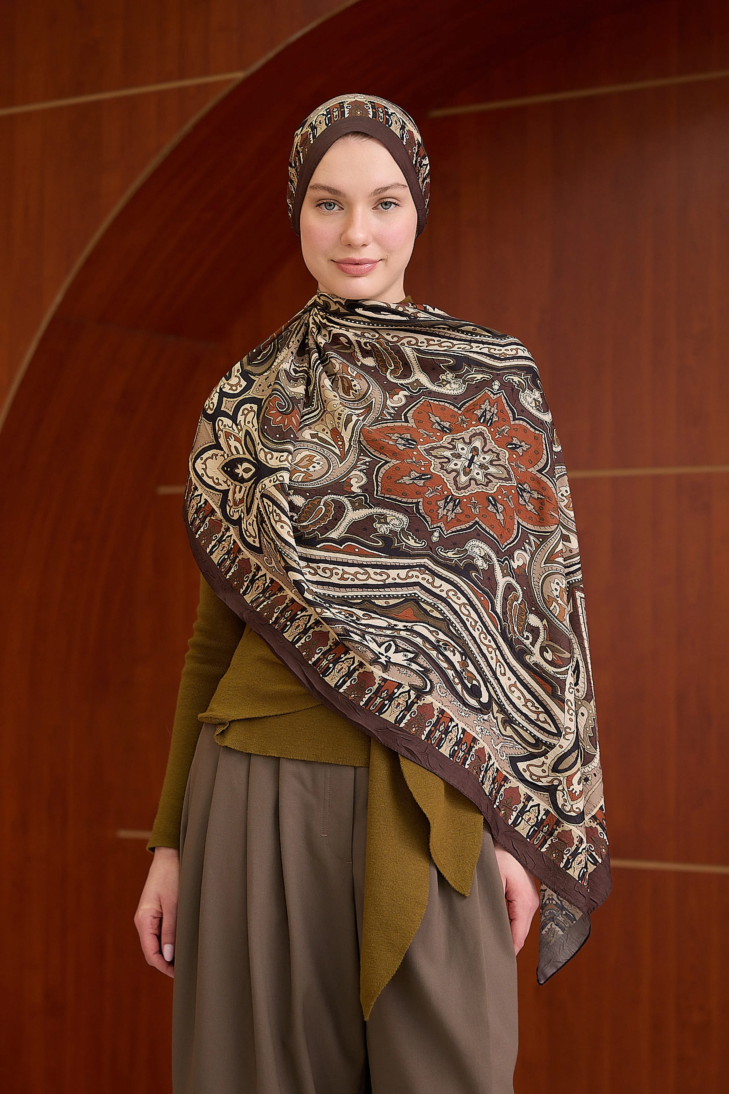 Bambu Kraş Şal 7002 - Kahverengi