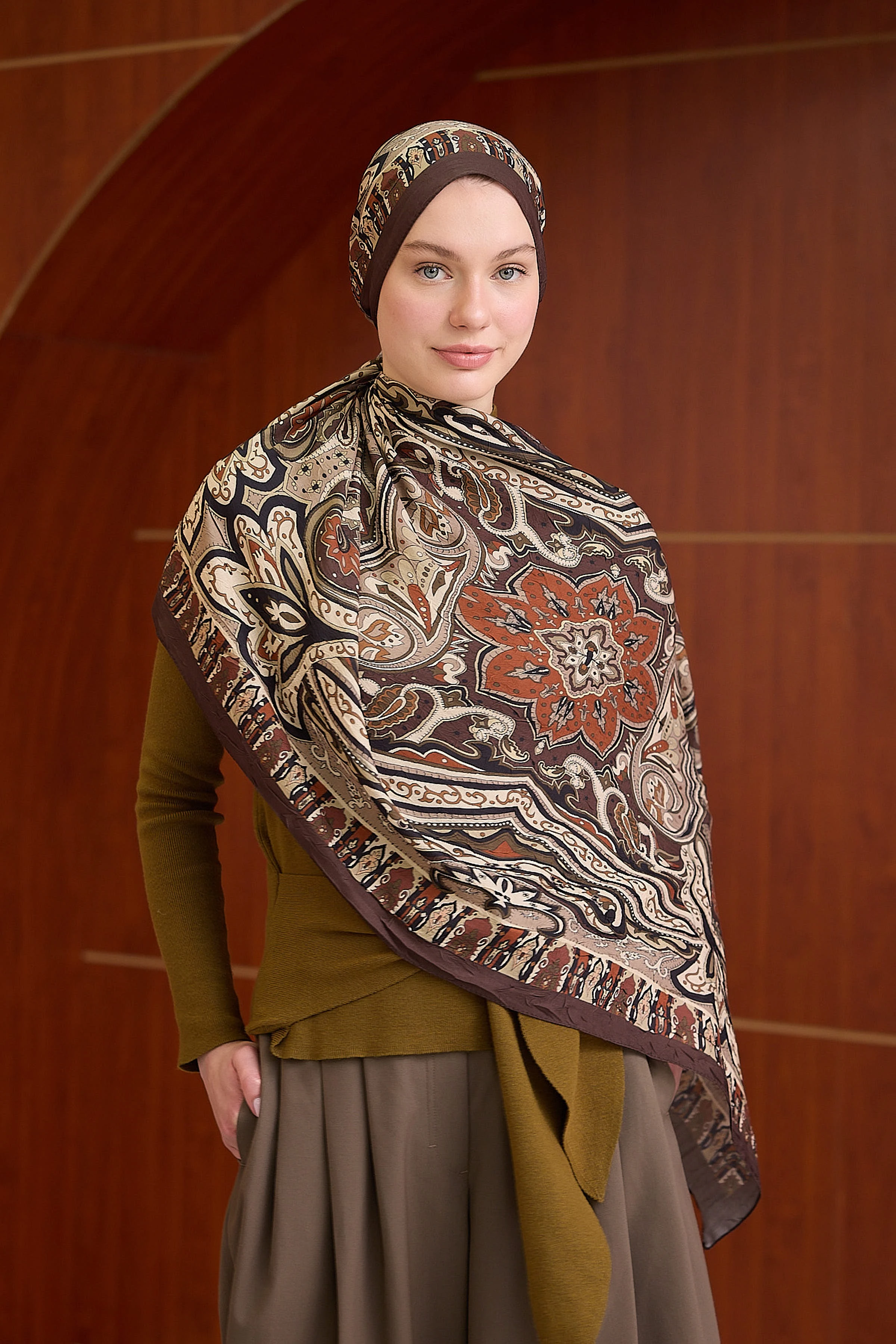 Bambu Kraş Şal 7002 - Kahverengi