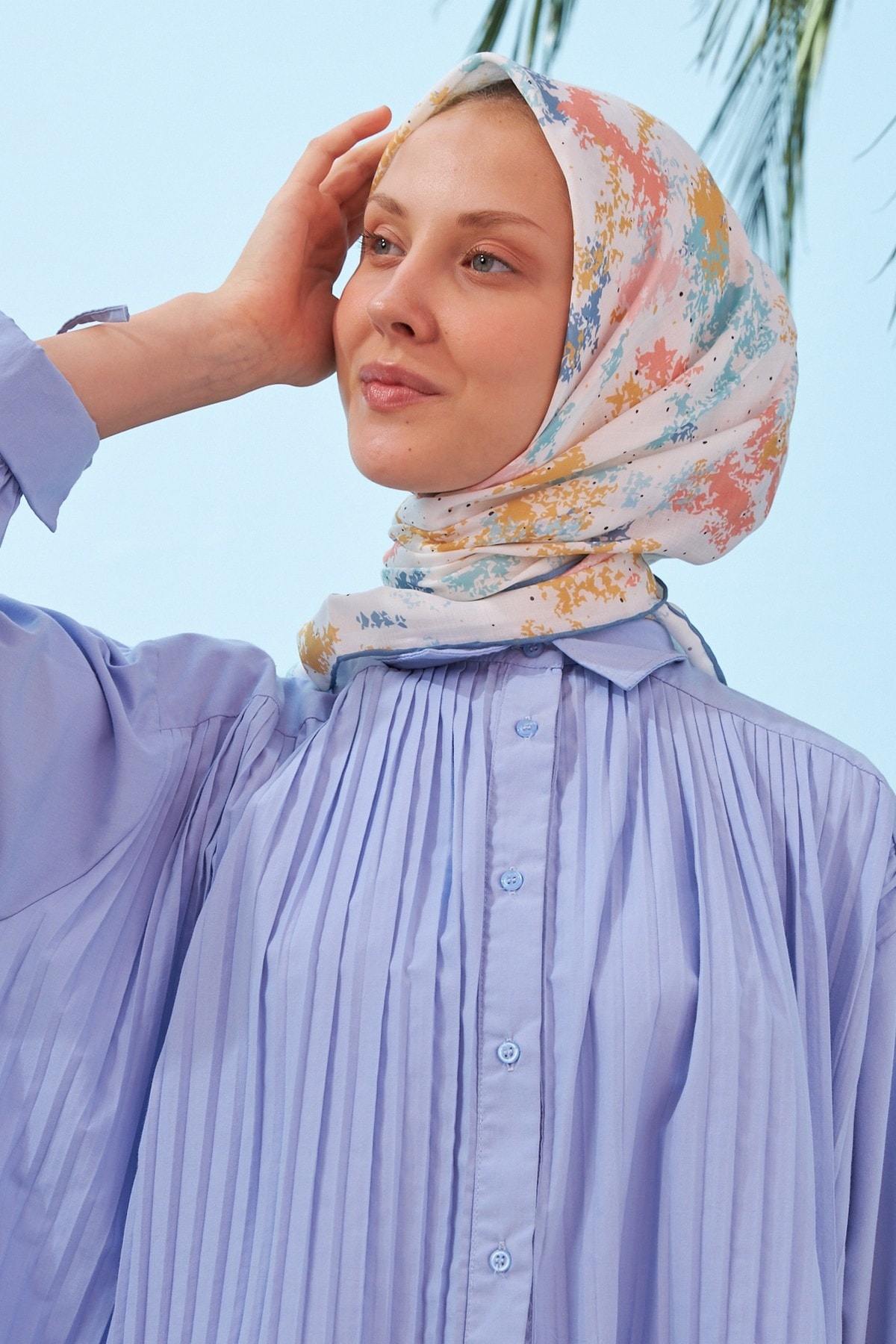 Ebru Beyaz Pamuk Viskon Eşarp