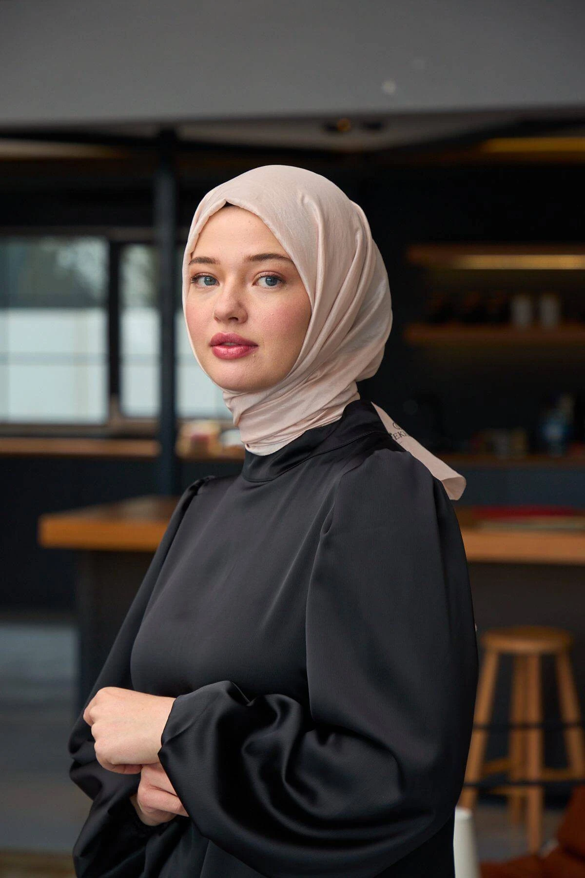 Düz Desen Vual Şal Pudra Pembe Vual İpek Şal - 9800-37