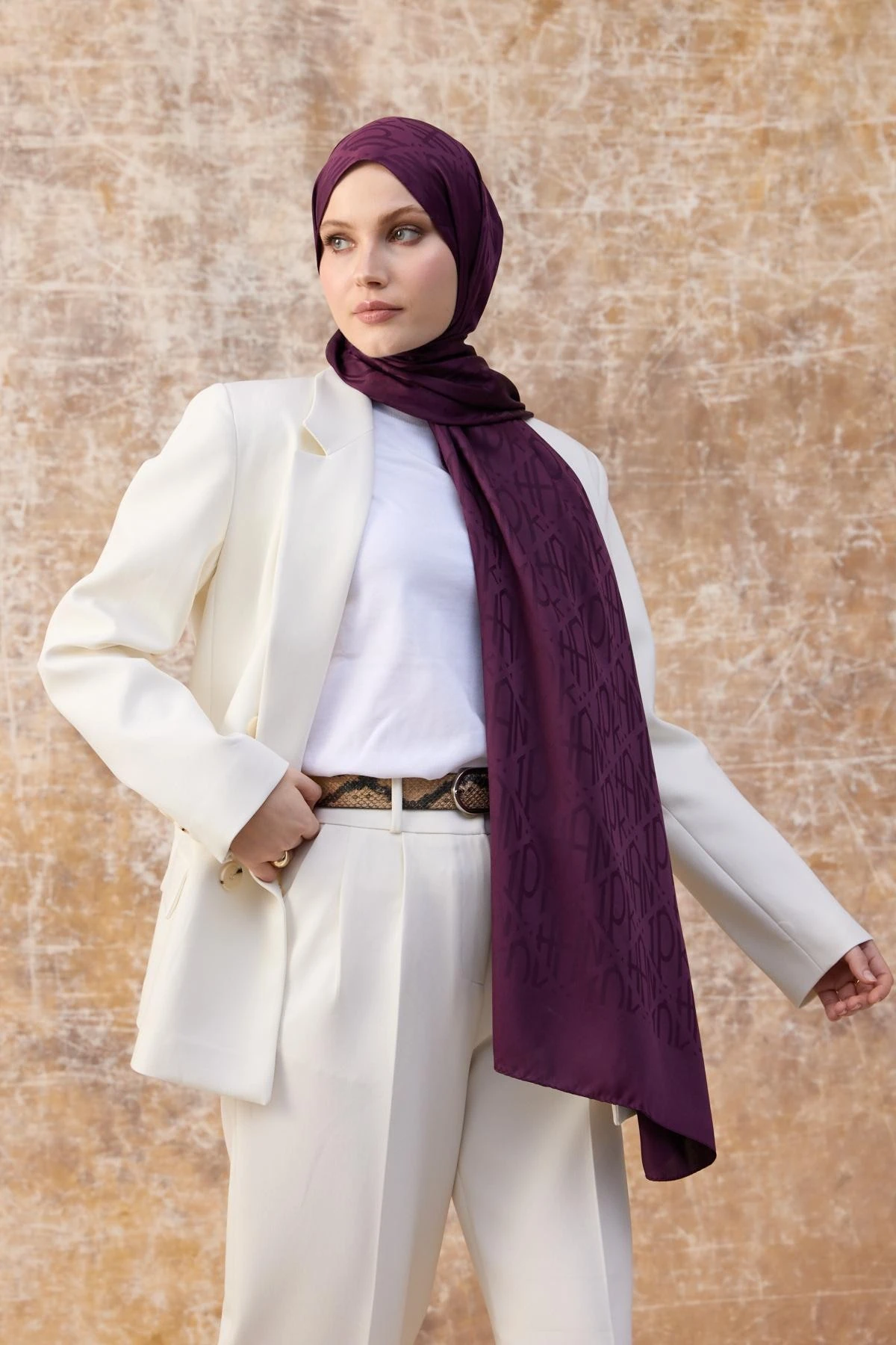 Fall Winter İpeksi Jakar Şal Mürdüm 9020-11