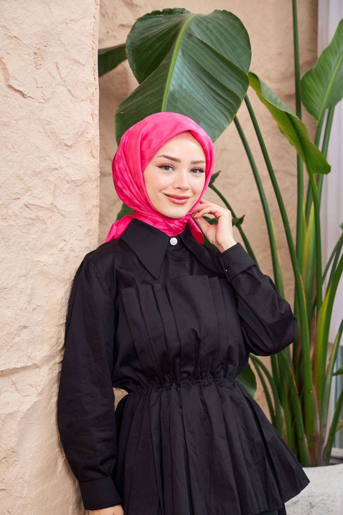 Dama Jakarlı Eşarp Fuşya 9900-09