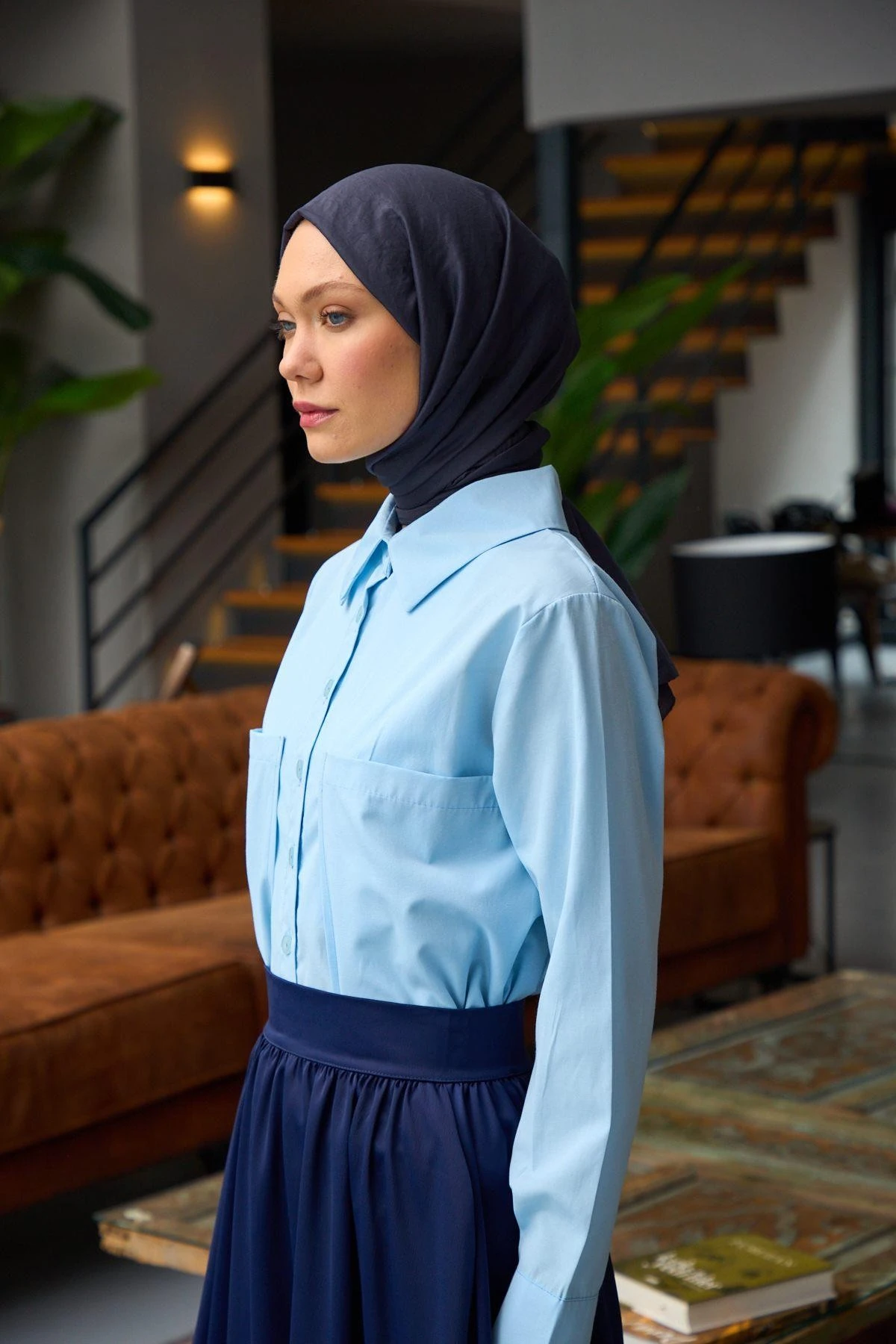 Düz Desen Vual Şal Gri Siyah Vual İpek Şal - 9800-46