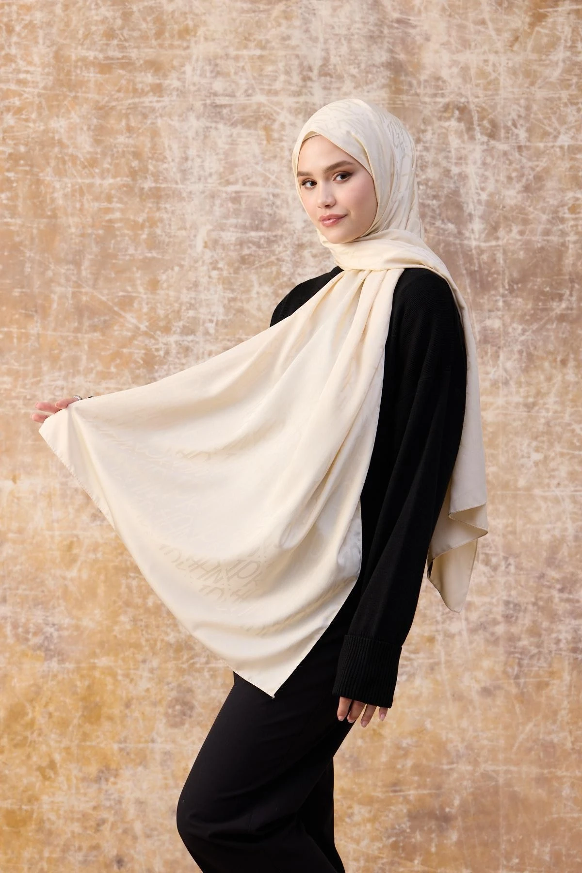 Fall Winter İpeksi Jakar Şal Bej 9020-26