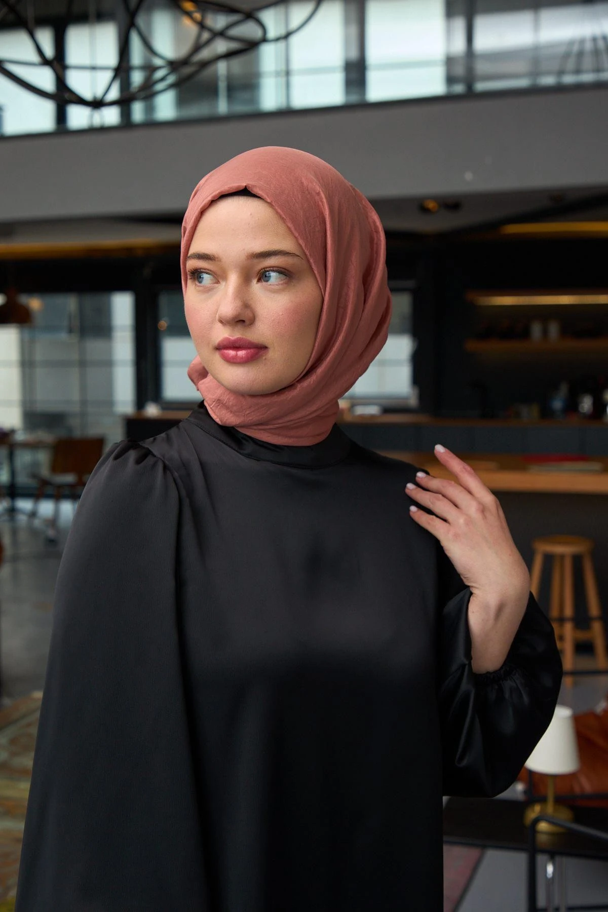 Düz Desen Vual Şal Mercan Vual İpek Şal - 9800-45