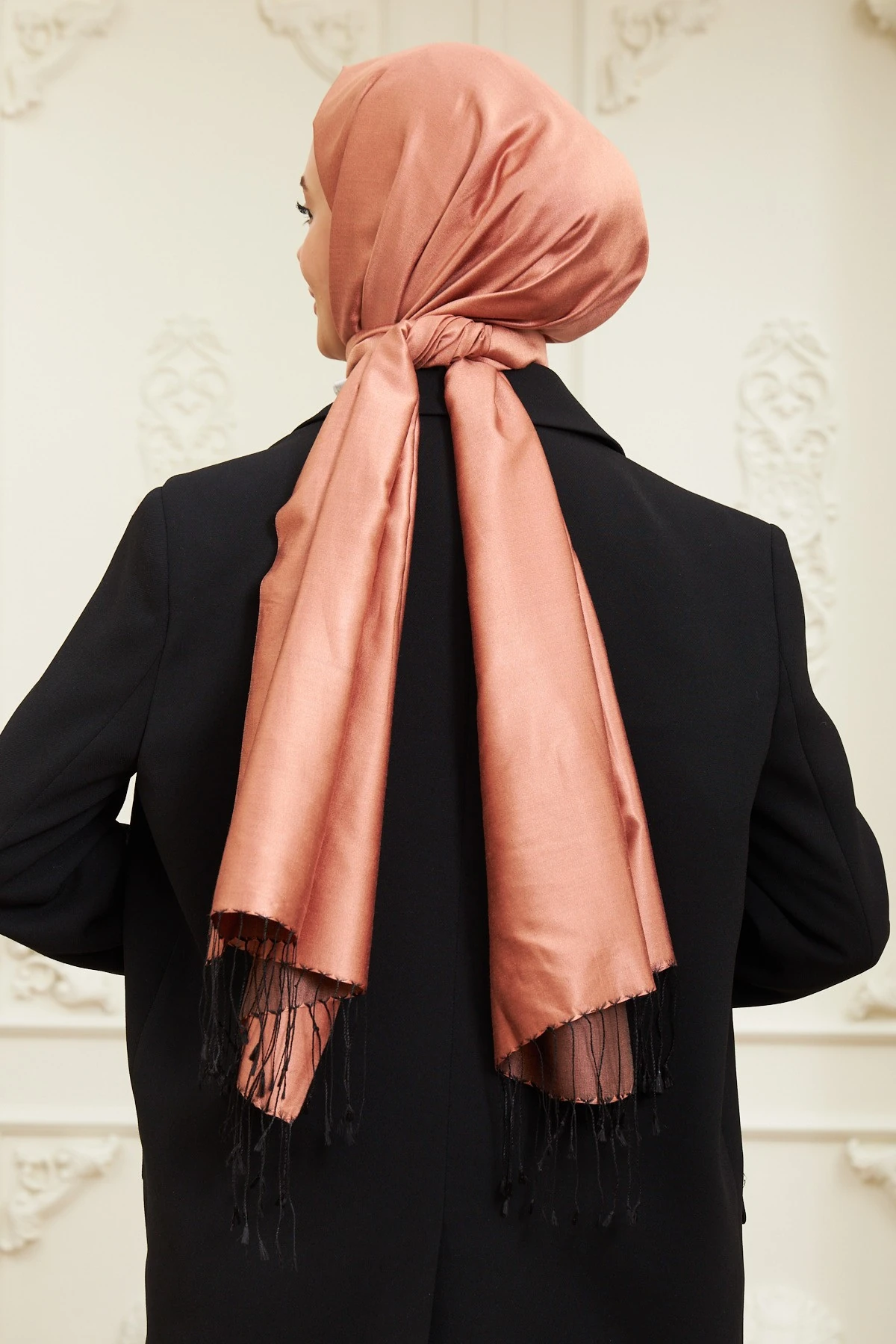 Fondoten Düz Çift Taraflı İpek Şal Modeli