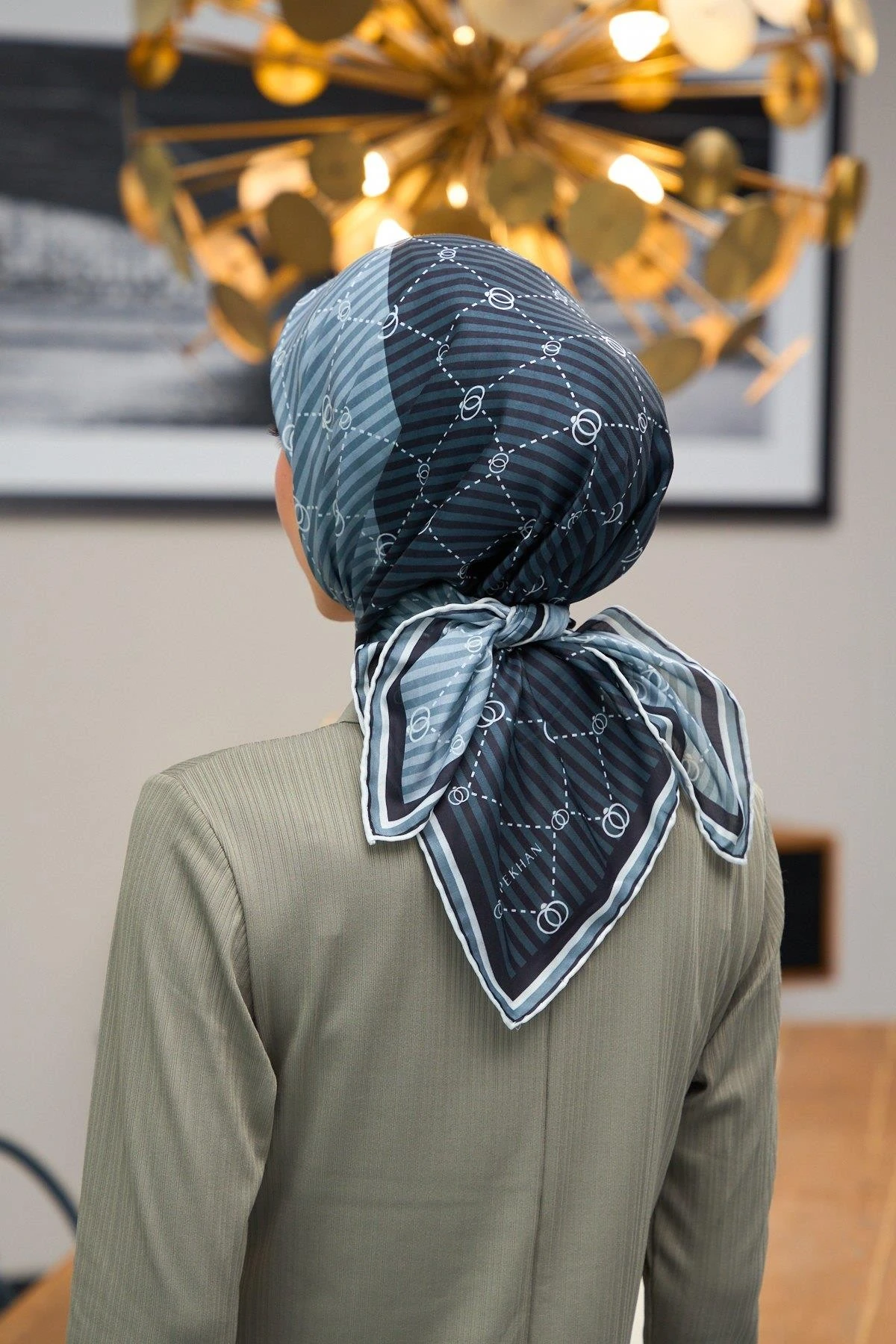 Harmony Collection Soft Eşarp Gri Lacivert 1176-08