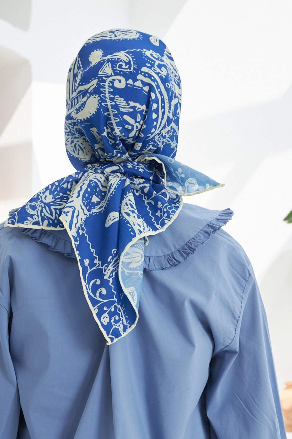 Şal İndigo Pamuk Viskon Eşarp