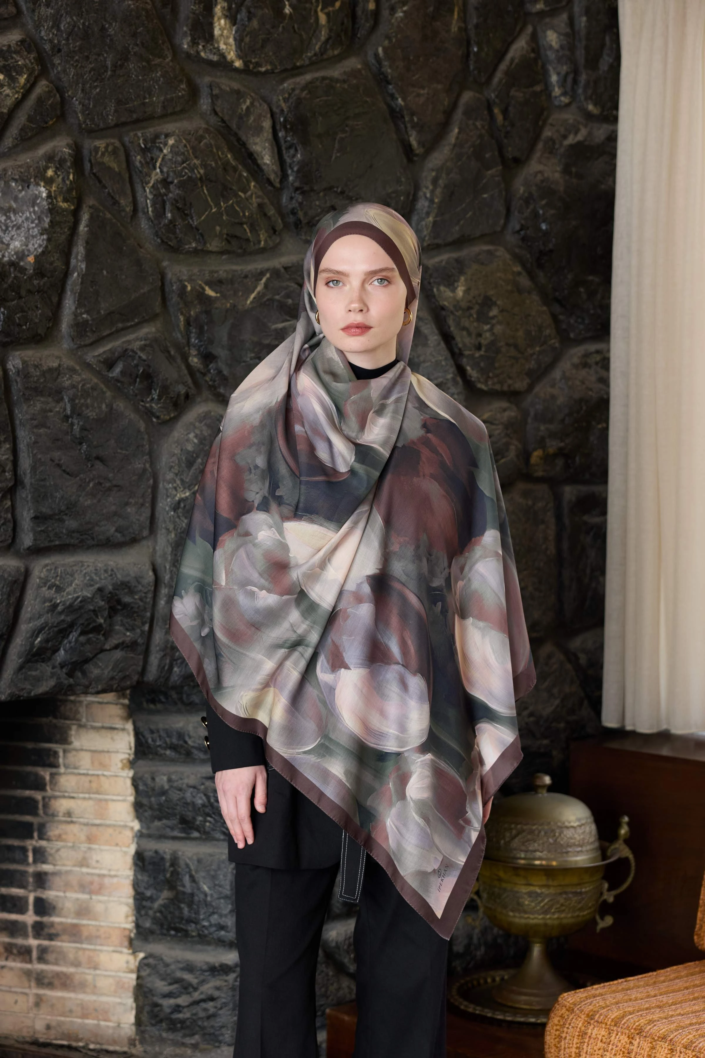 Winter Bloom Soft Şal 3067-10096 - Acı Kahve