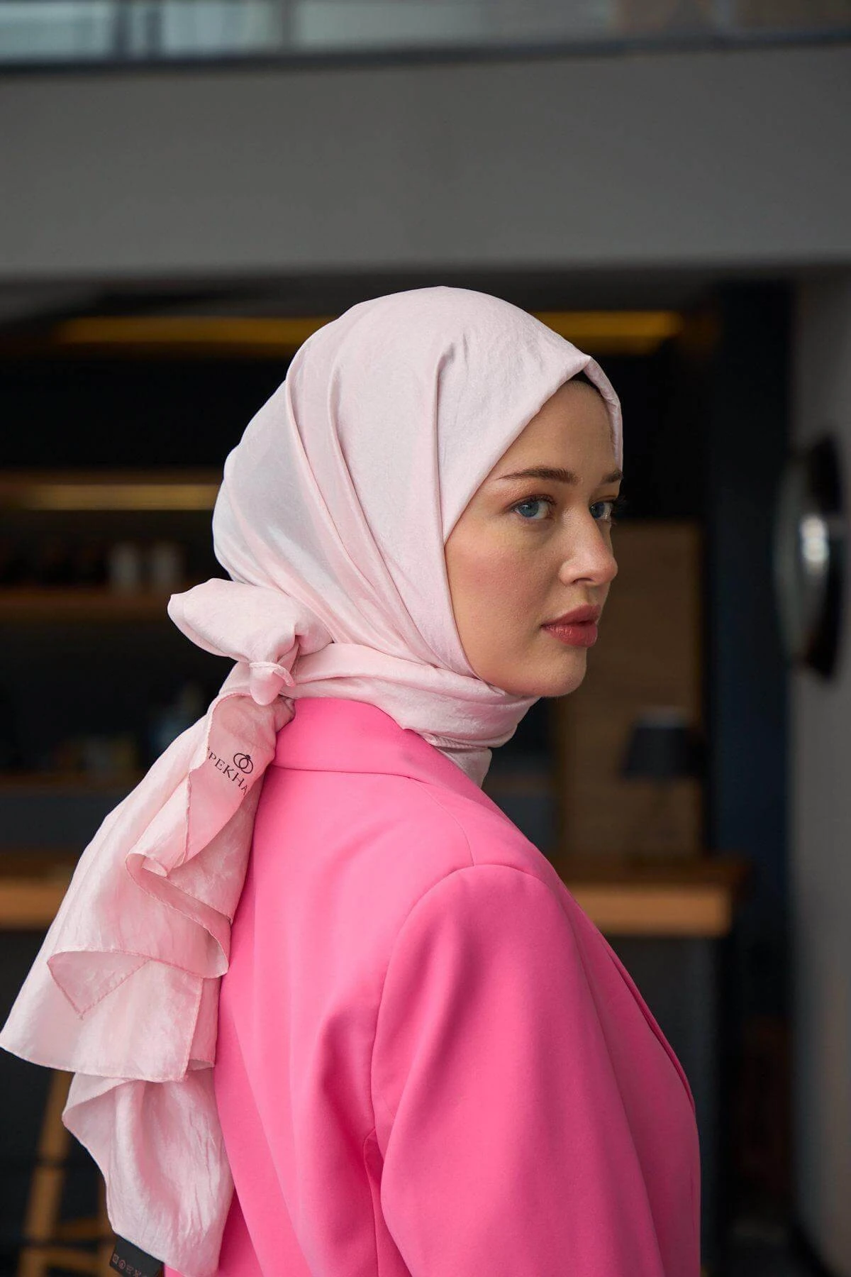 Düz Desen Vual Şal Pudra Vual İpek Şal - 9800-21