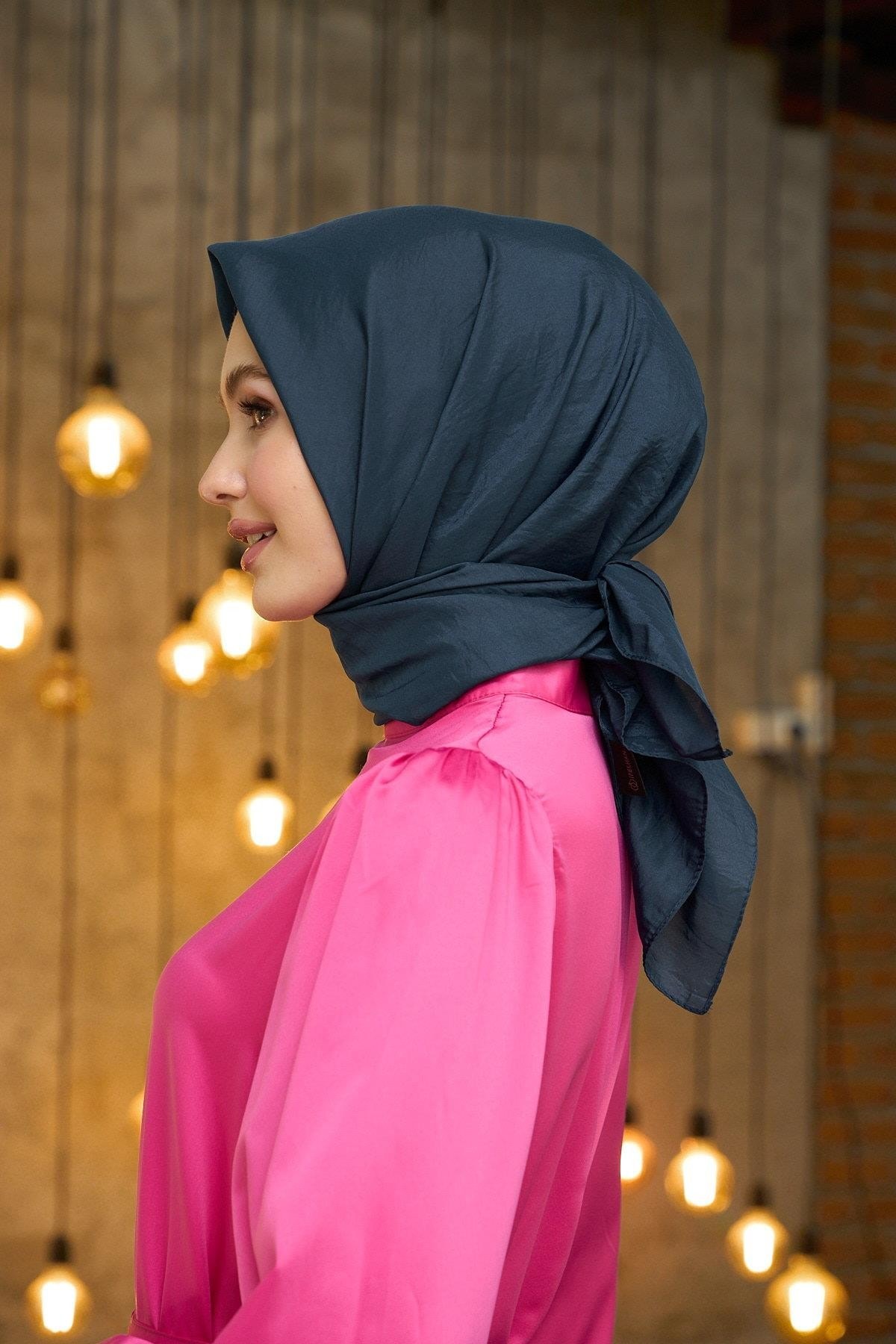 Düz Desen Vual Eşarp Koyu Gri Vual İpek Eşarp - 10100-30