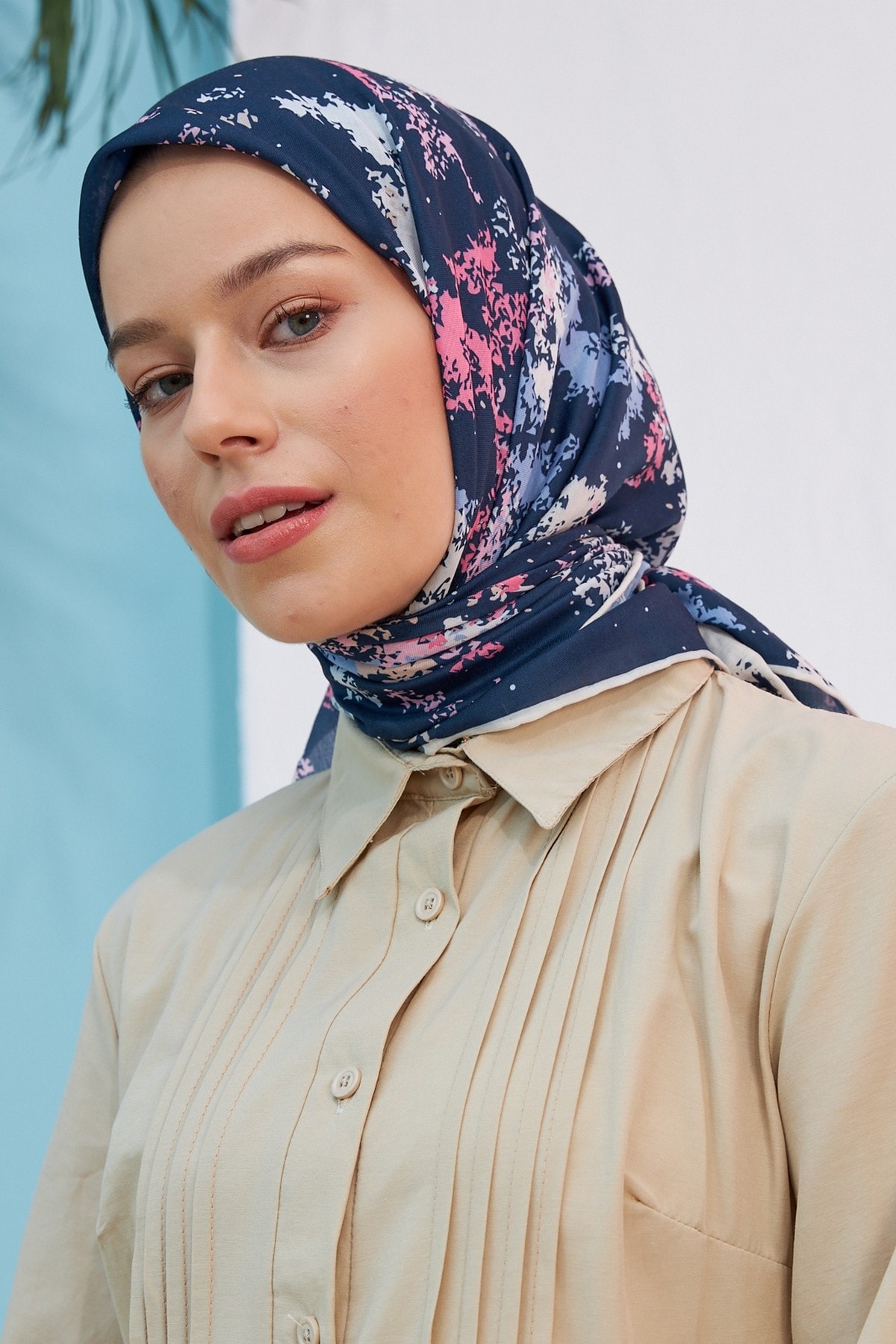 Ebru Lacivert Pamuk Viskon Eşarp