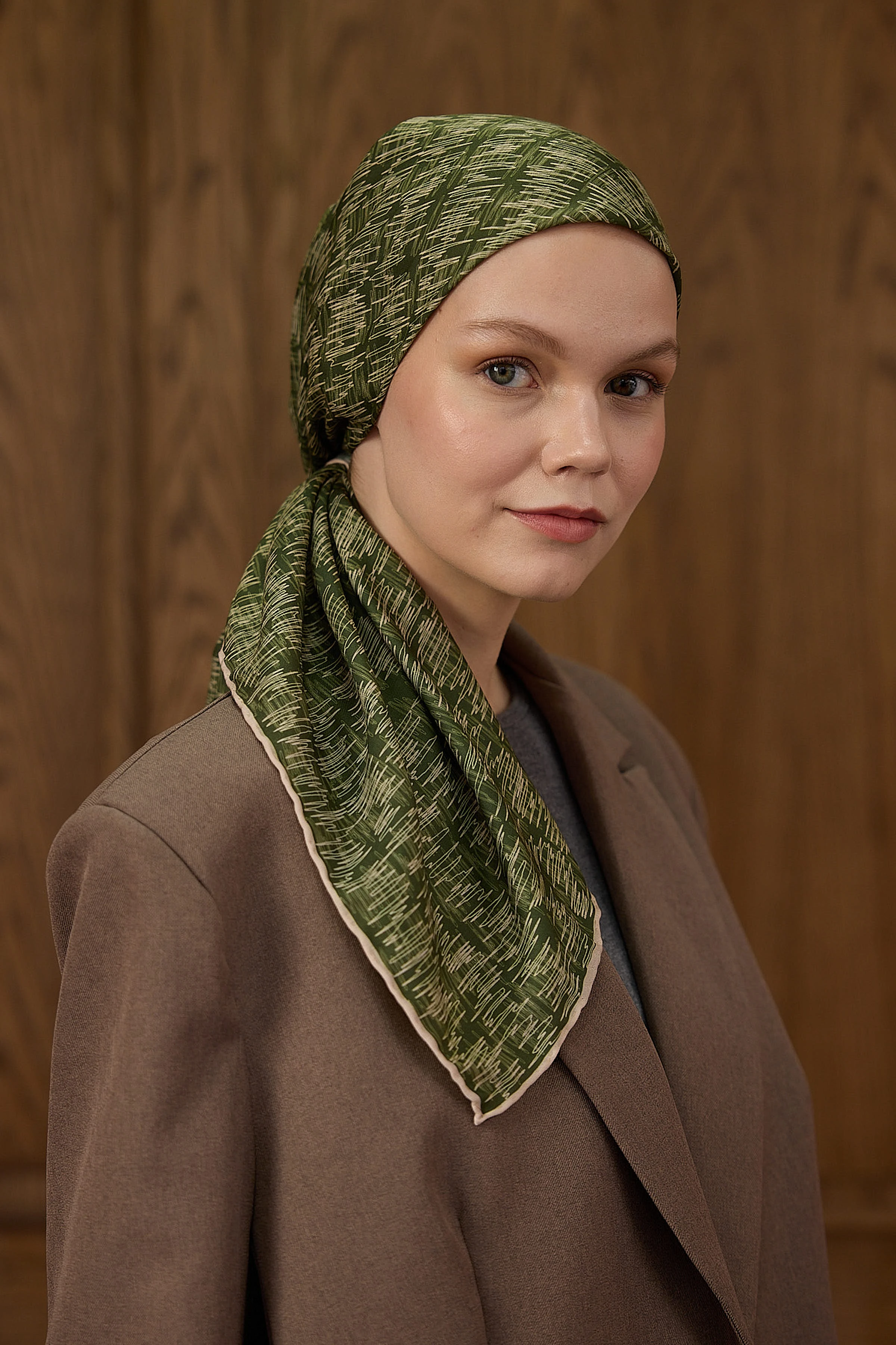 Winter Bloom Soft Eşarp 1240 - Haki Yeşil