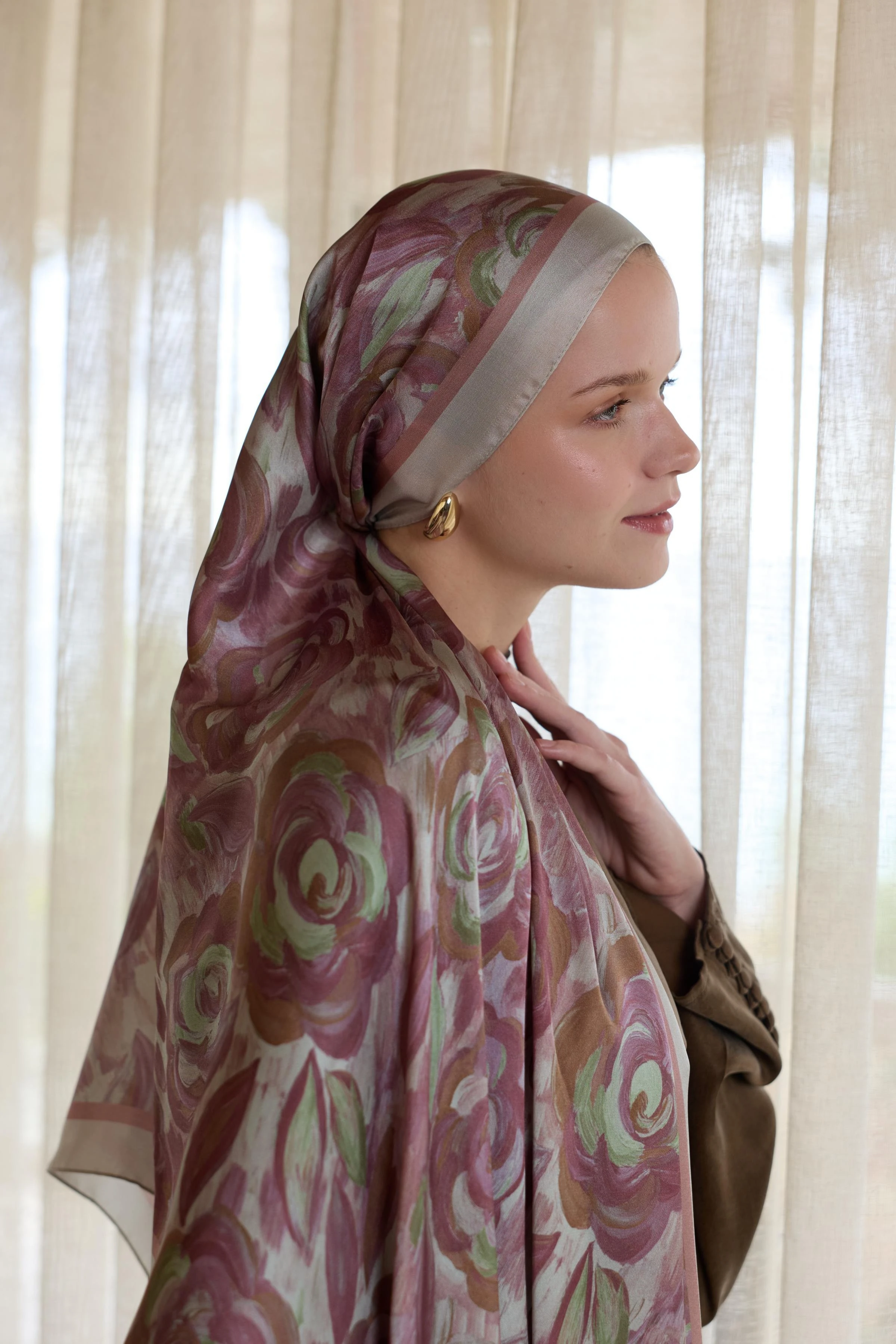 Winter Bloom Hint İpek Şal 5014 - Gül Kurusu