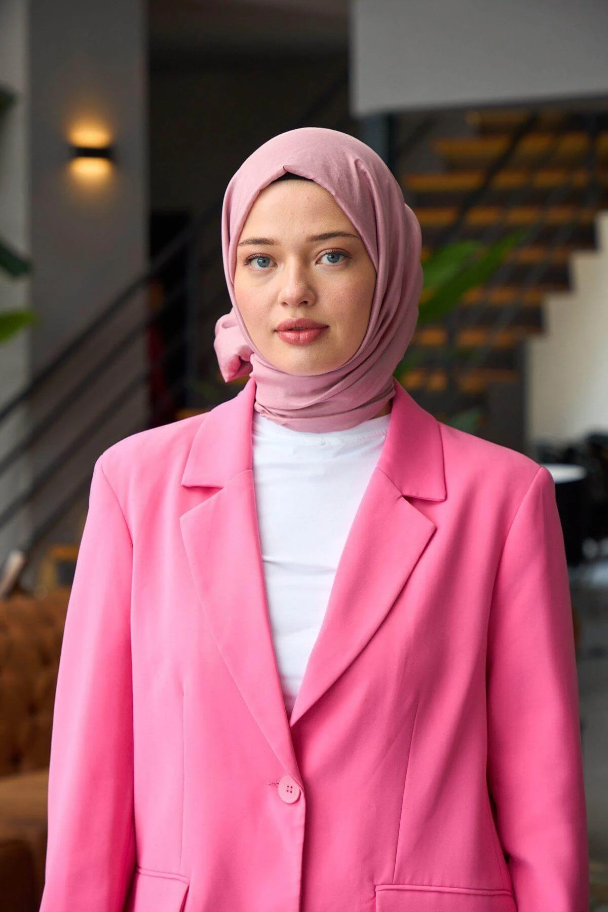 Düz Desen Vual Şal Kiraz Çiçeği Vual İpek Şal - 9800-29