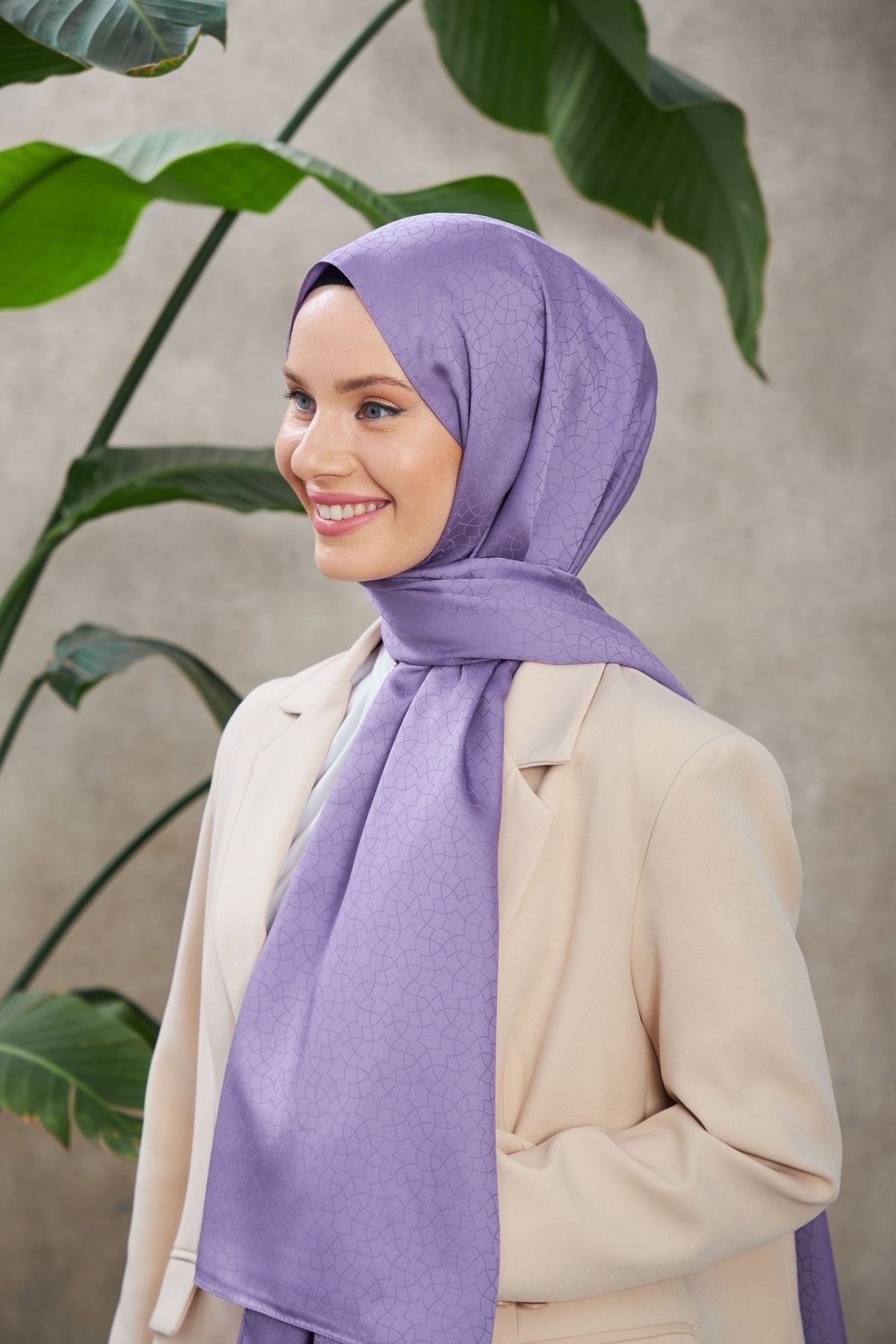 Alesa Desen İpeksi Jakar Şal Lila 9003-23