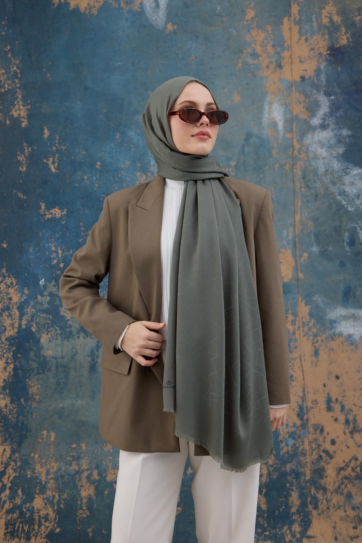 Kare Desen Pamuk Jakar Şal Yosun 8012-14