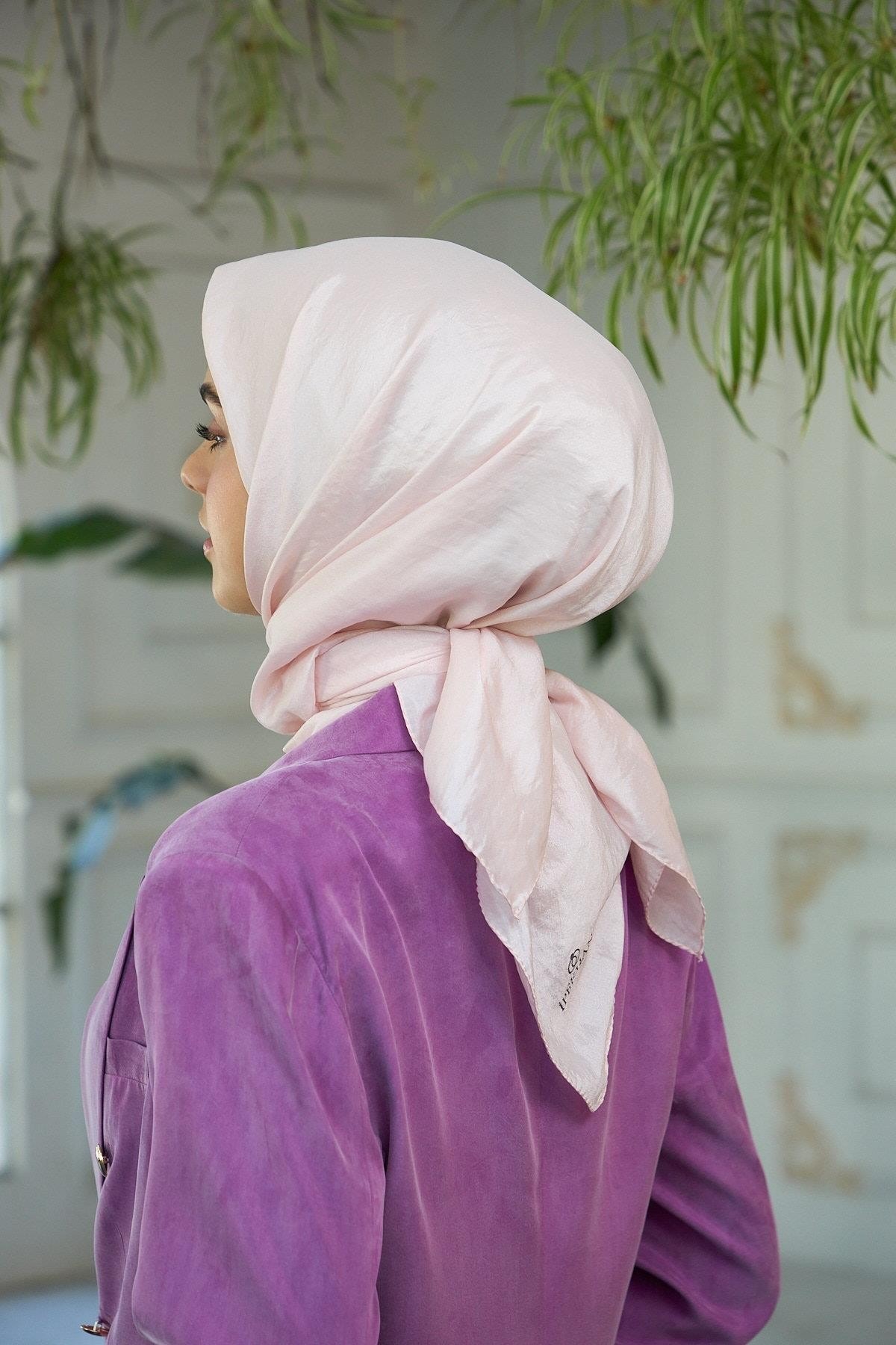 Düz Desen Vual Eşarp Pudra Vual İpek Eşarp - 10100-06