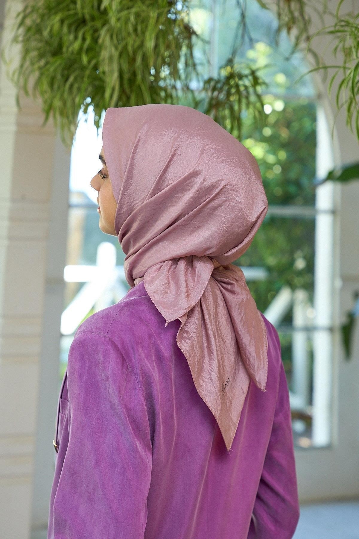 Düz Desen Vual Eşarp Gül Kurusu Vual İpek Eşarp - 10100-04