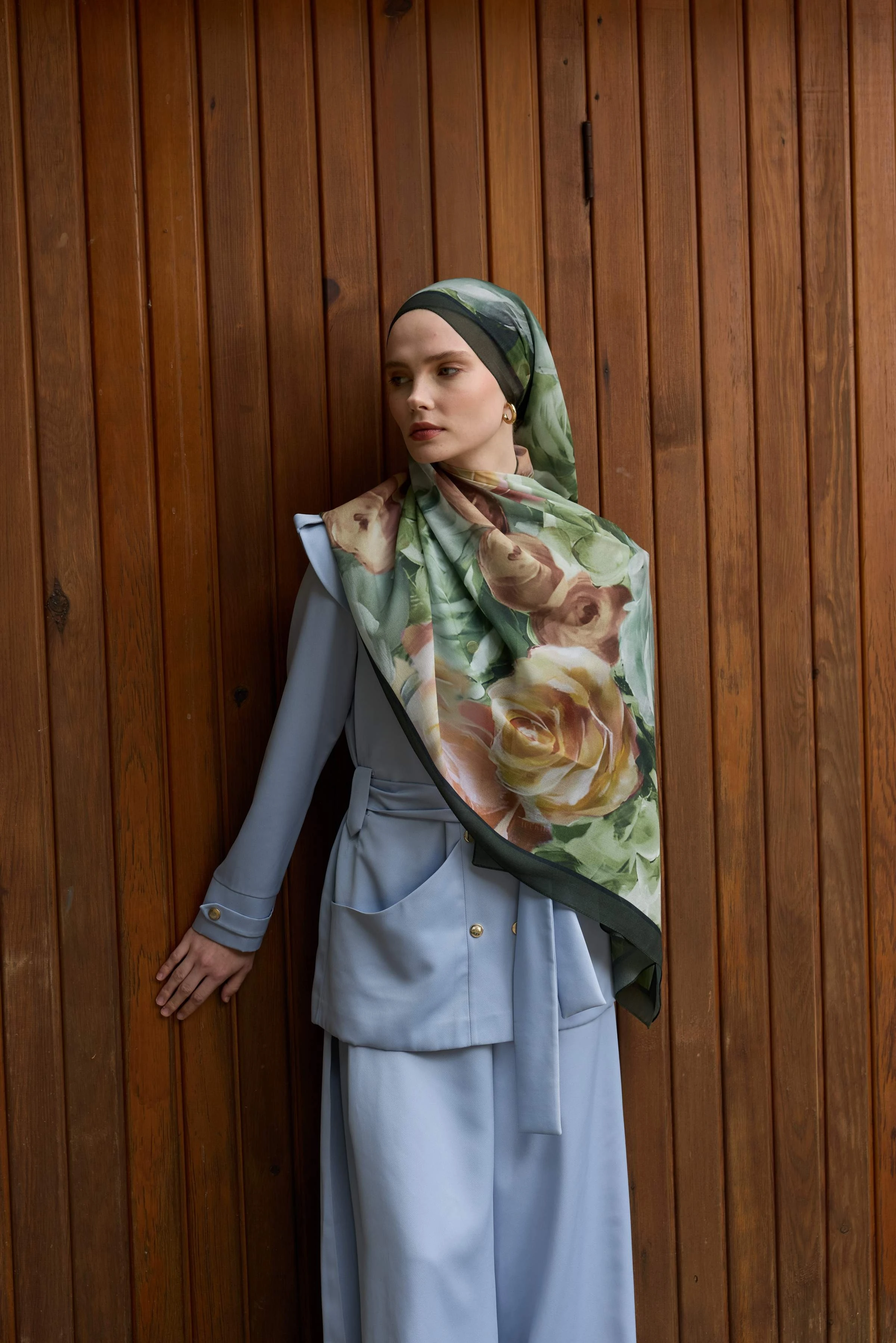 Winter Bloom Qupra Şal 30002 - Haki Yeşil