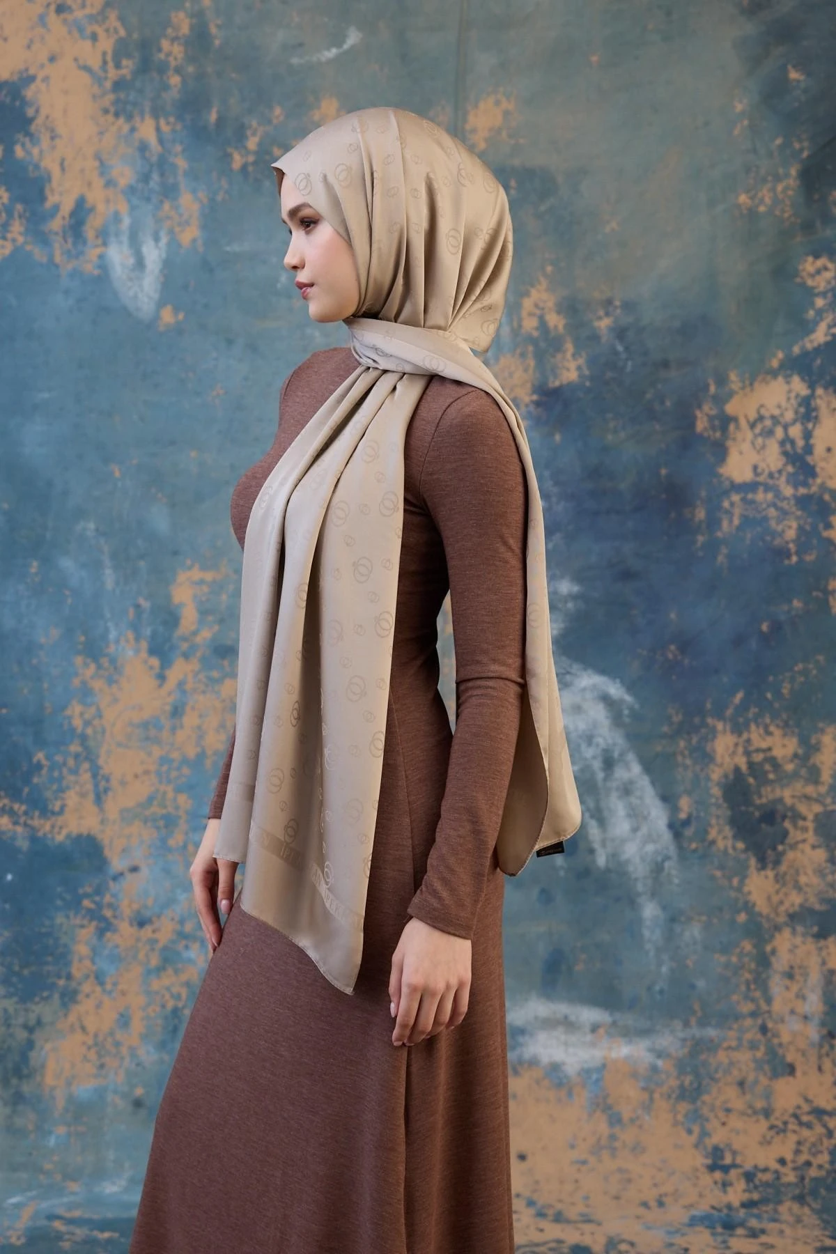 Fall Winter İpeksi Jakar Şal Camel 9018-29