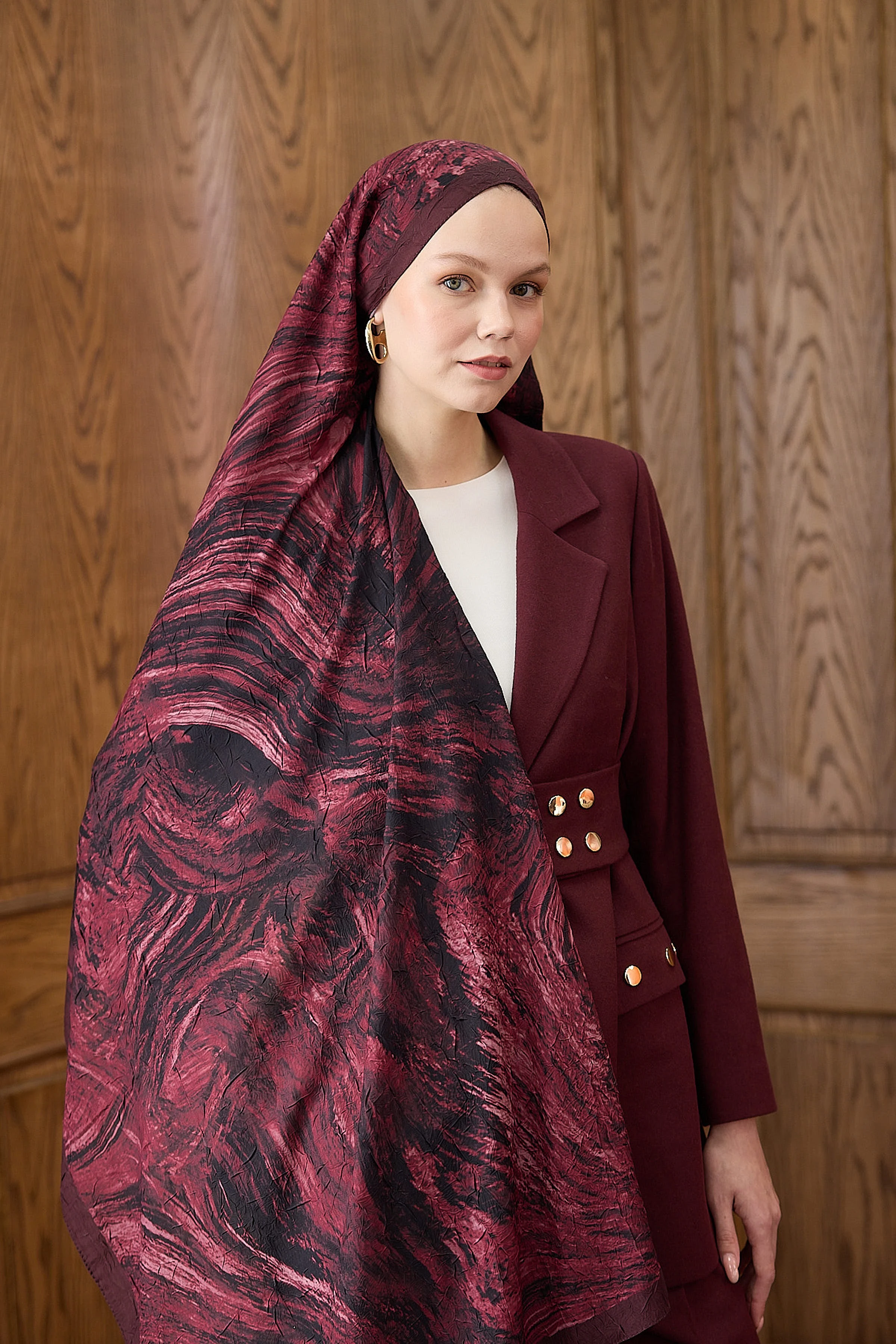 Bambu Kraş Şal 7015 - Bordo