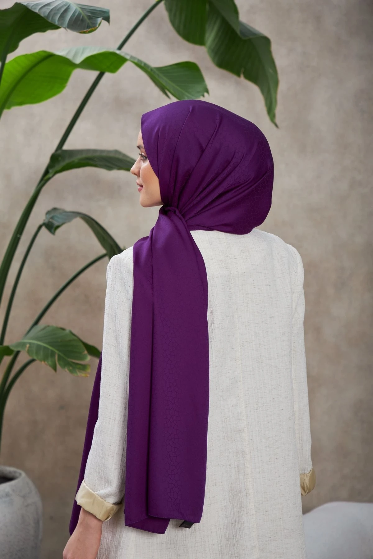 Alesa Desen İpeksi Jakar Şal Mürdüm 9003-16