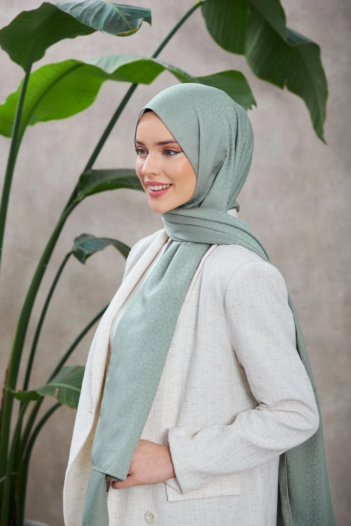 Alesa Desen İpeksi Jakar Şal Deniz Yeşili 9003-25