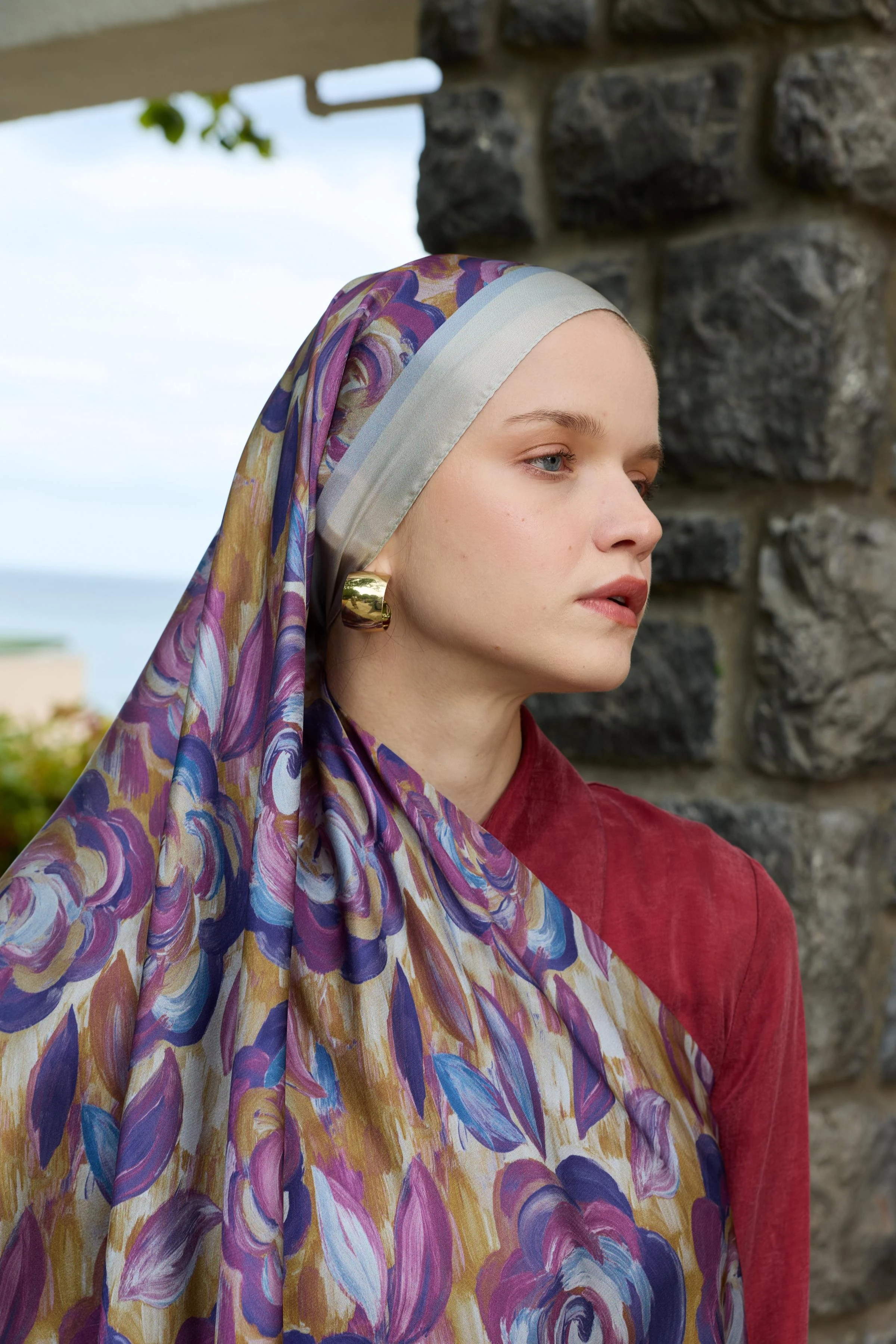 Winter Bloom Hint İpek Şal 5014 - Mavi